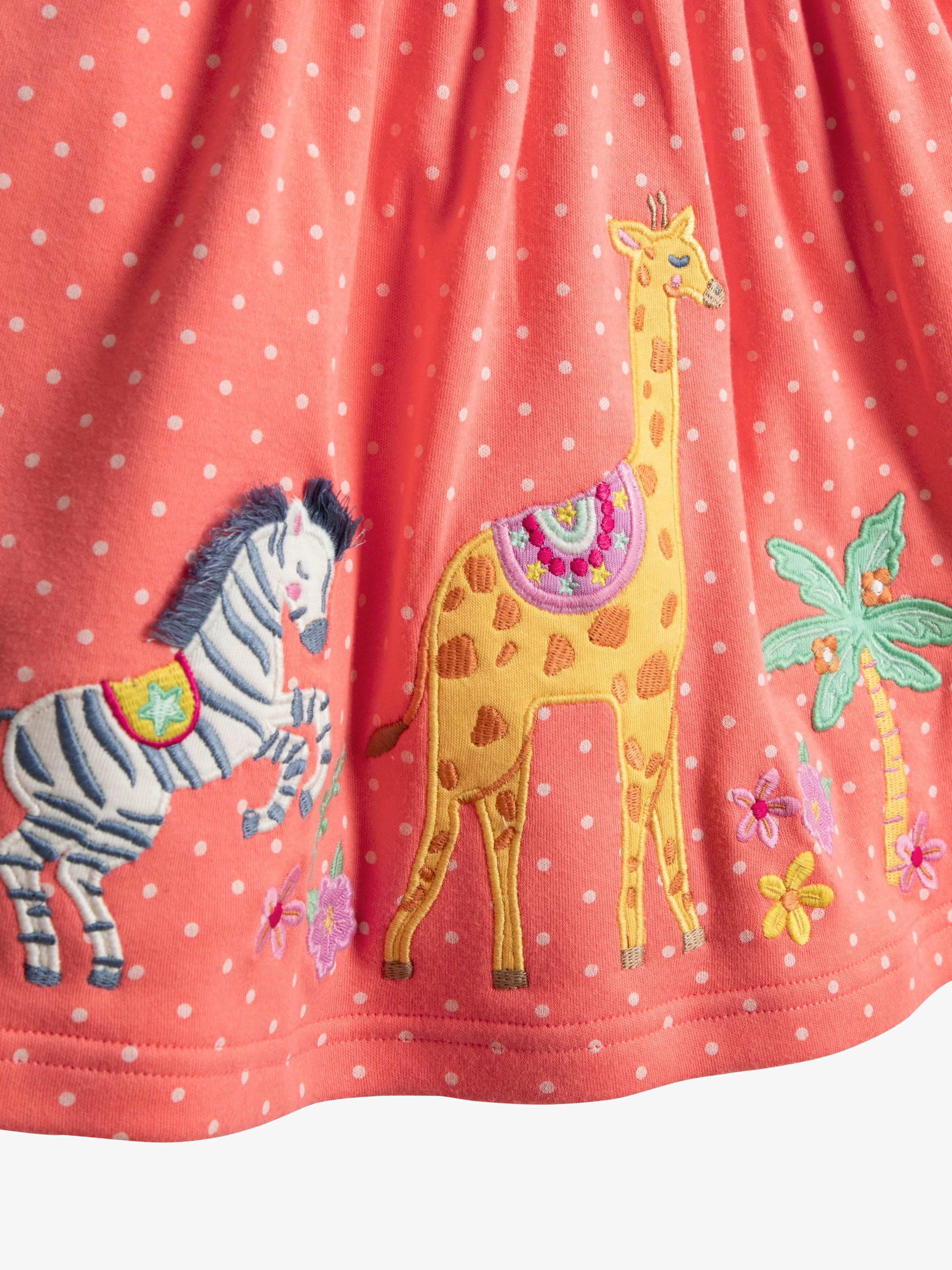 Kids' Button Front Safari Applique Dress, Peach