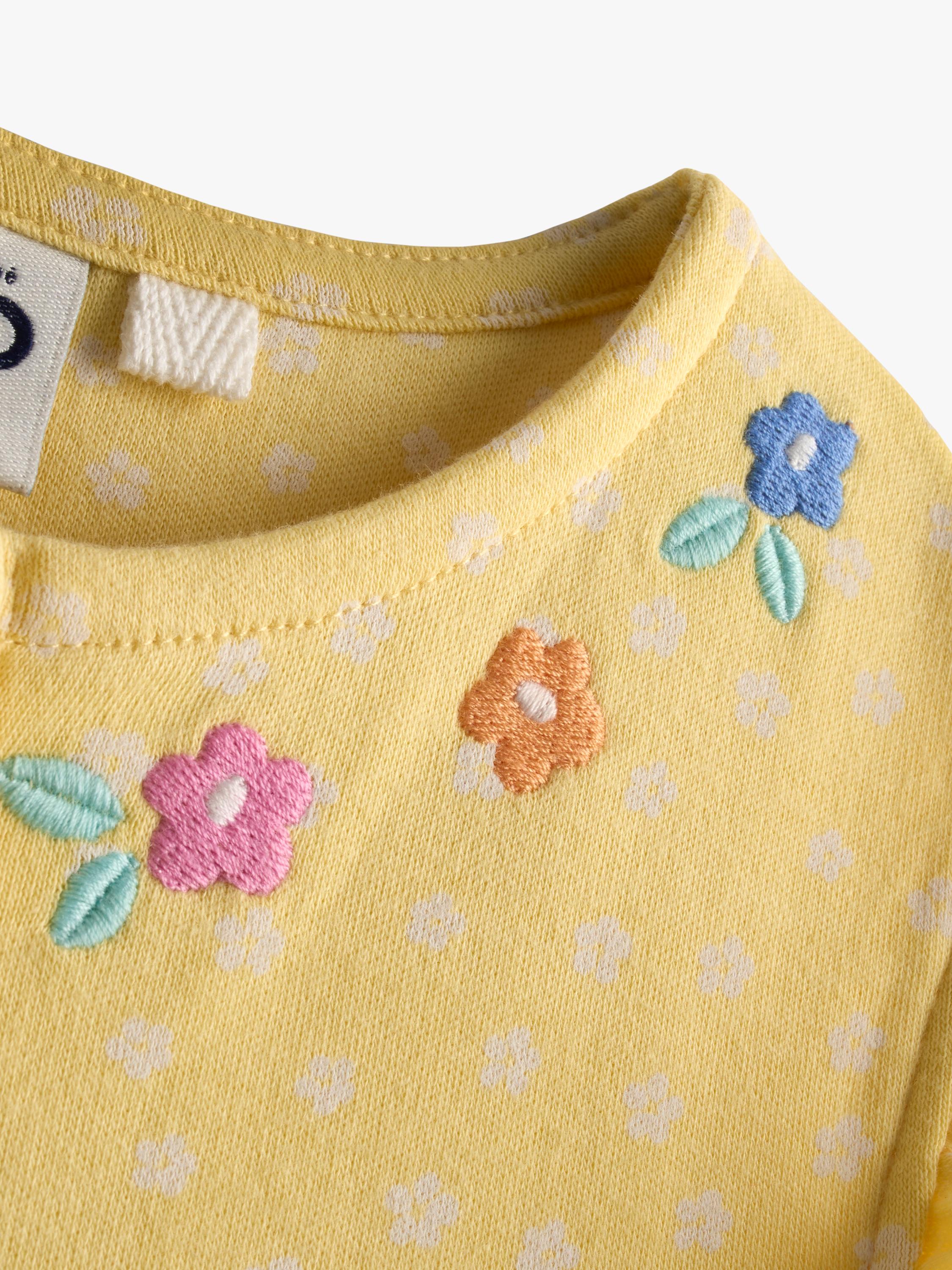 Kids' Appliqué Button Front Dress, Mid Yellow