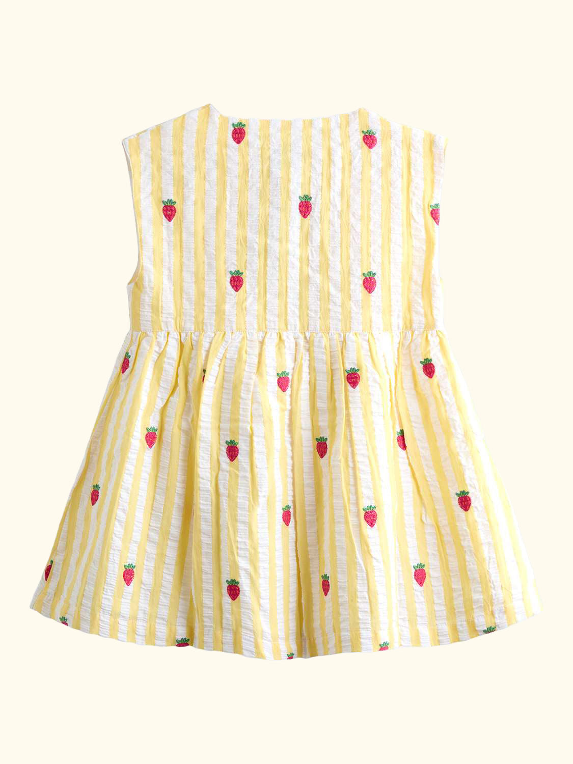 Kids' Button Through Sleeveless Dress, Light Yellow