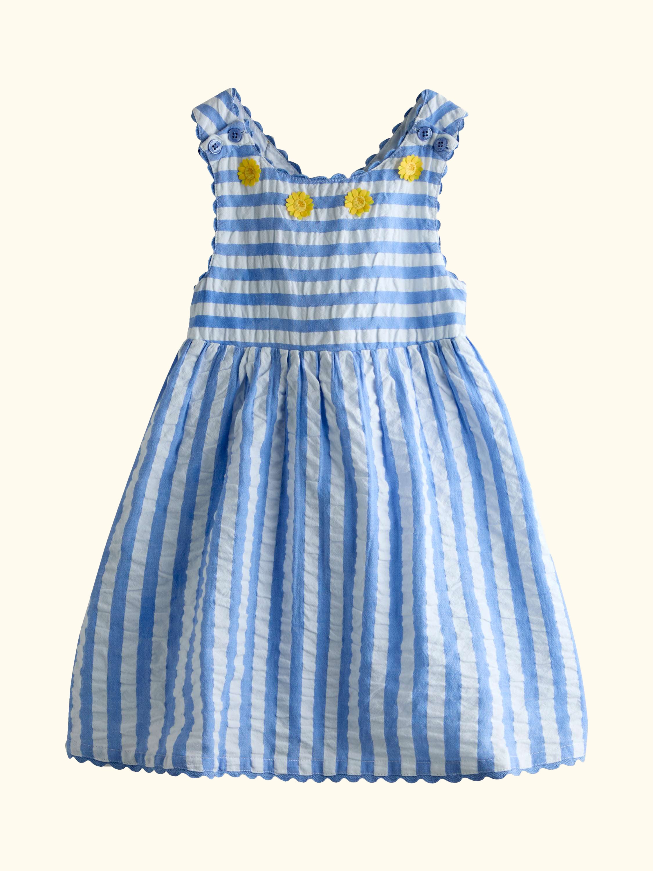 Kids' Cross Back Appliqué Sun Dress, Mid Blue