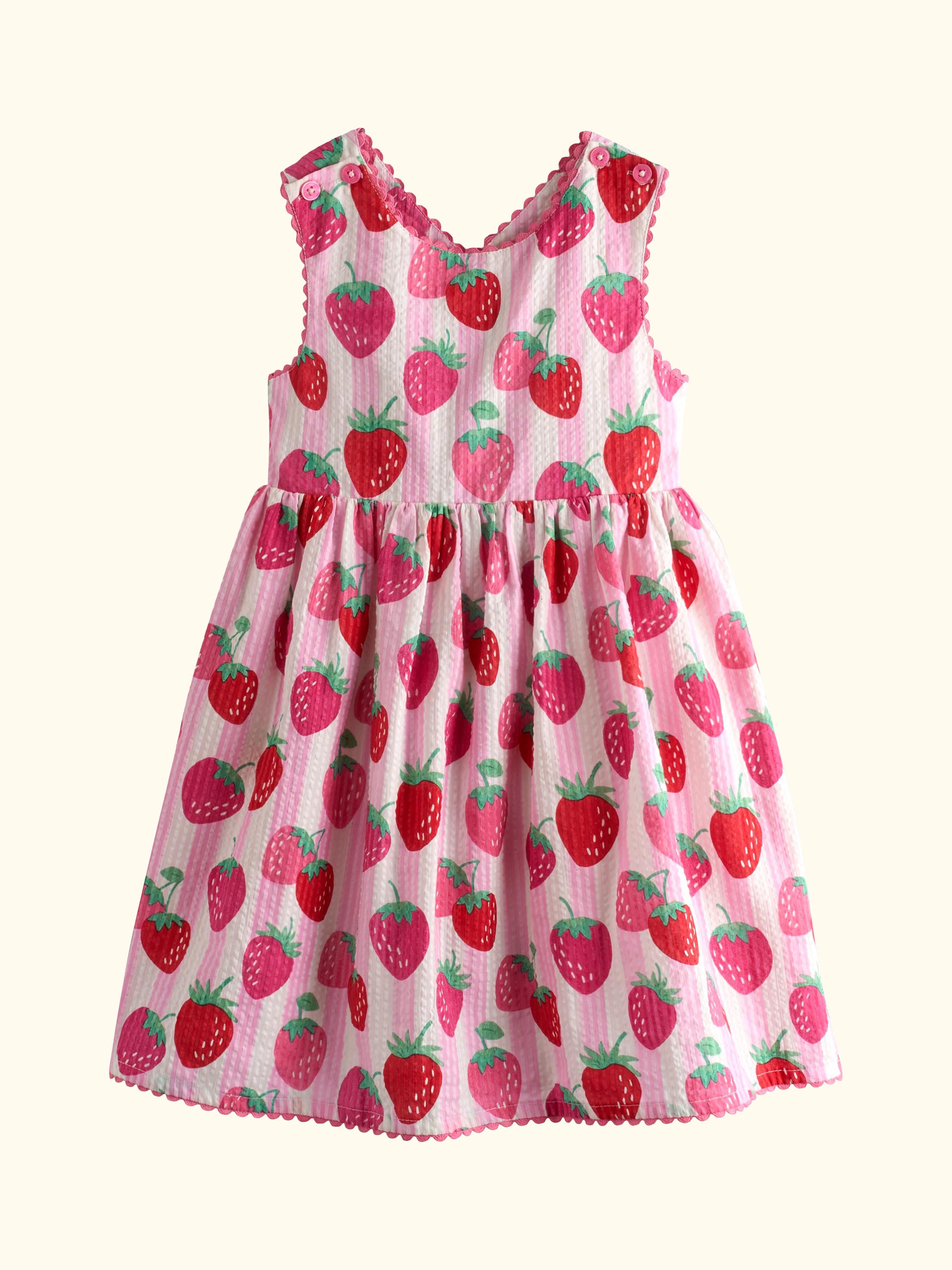 Kids' Strawberry Cross Back Dress, Light Pink