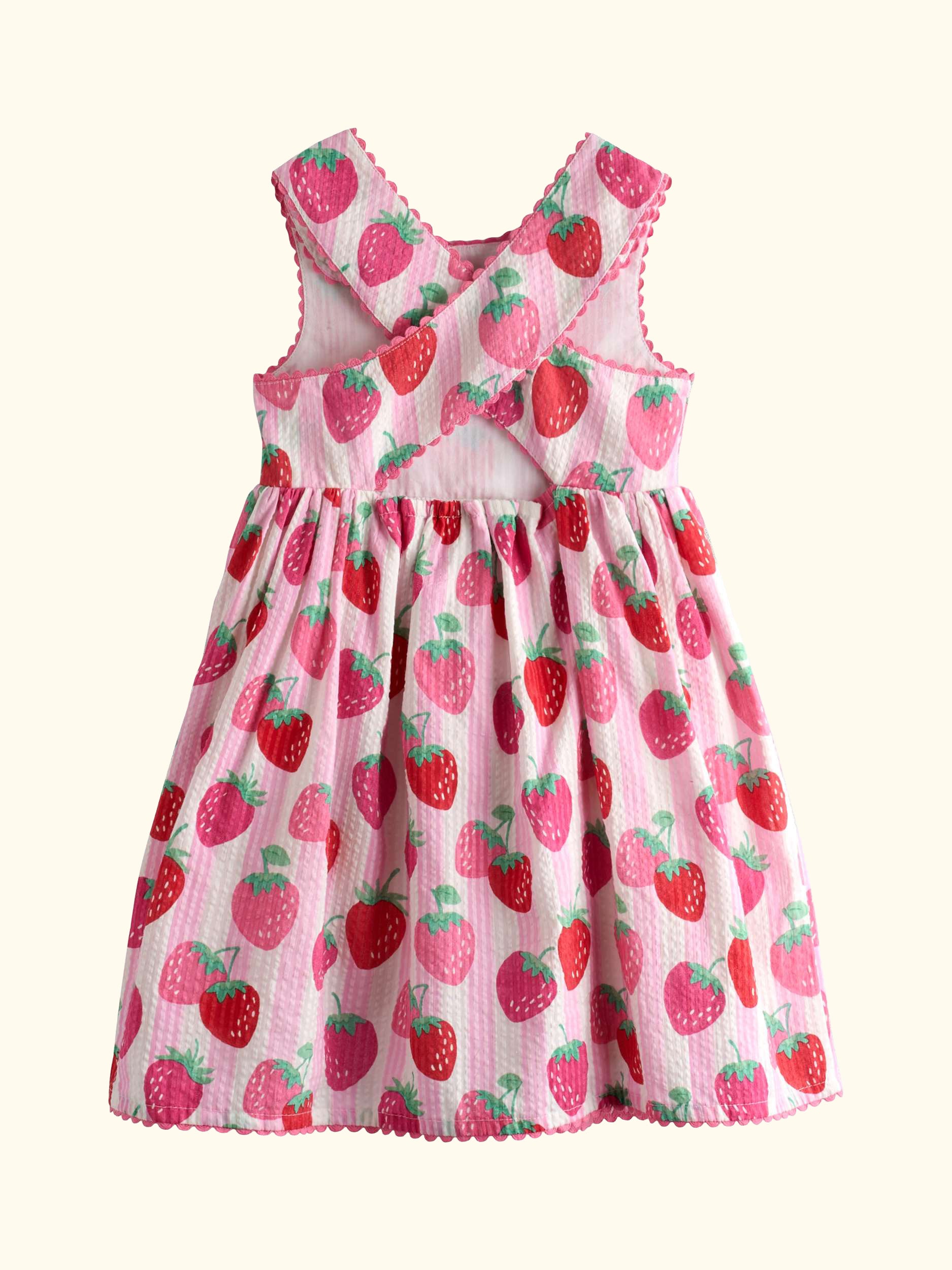 Kids' Strawberry Cross Back Dress, Light Pink