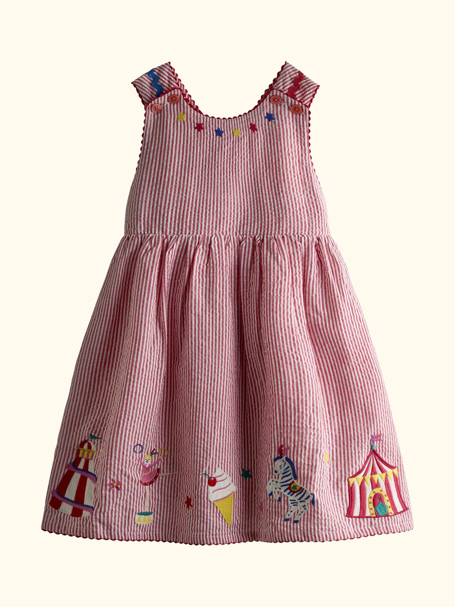 Kids' Cross Back Appliqué Sun Dress, Berry Red