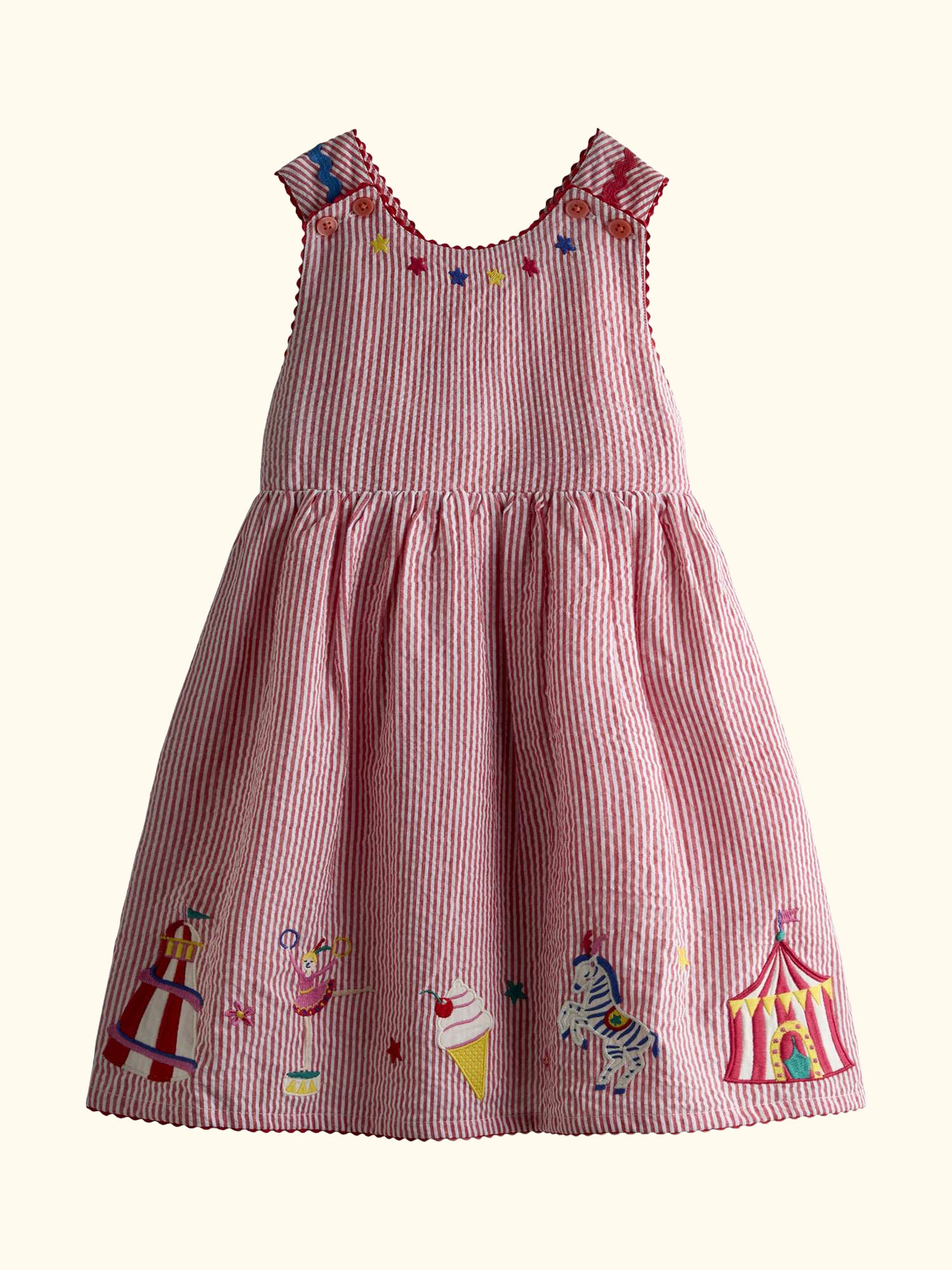 Kids' Cross Back Appliqué Sun Dress, Berry Red