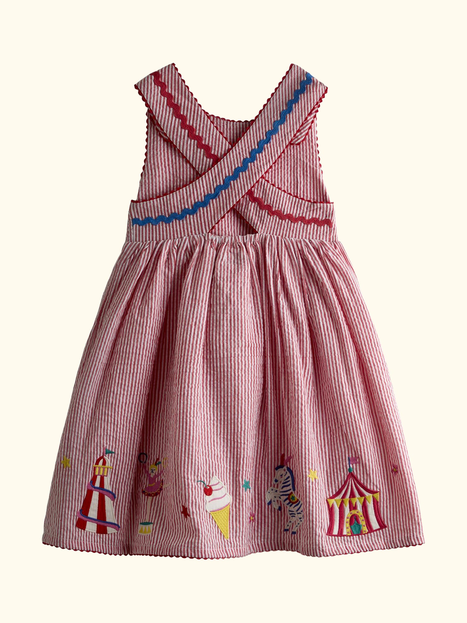 Kids' Cross Back Appliqué Sun Dress, Berry Red