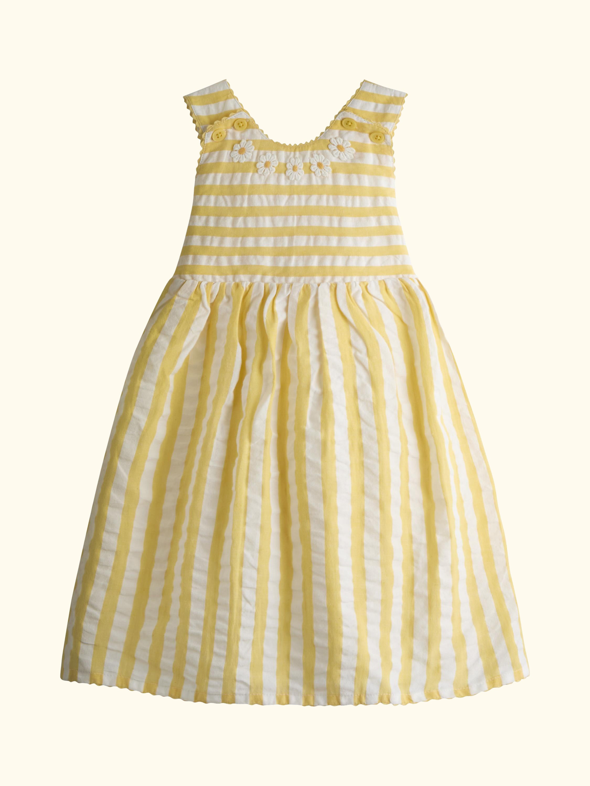 Kids' Cross Back Appliqué Sun Dress, Mid Yellow