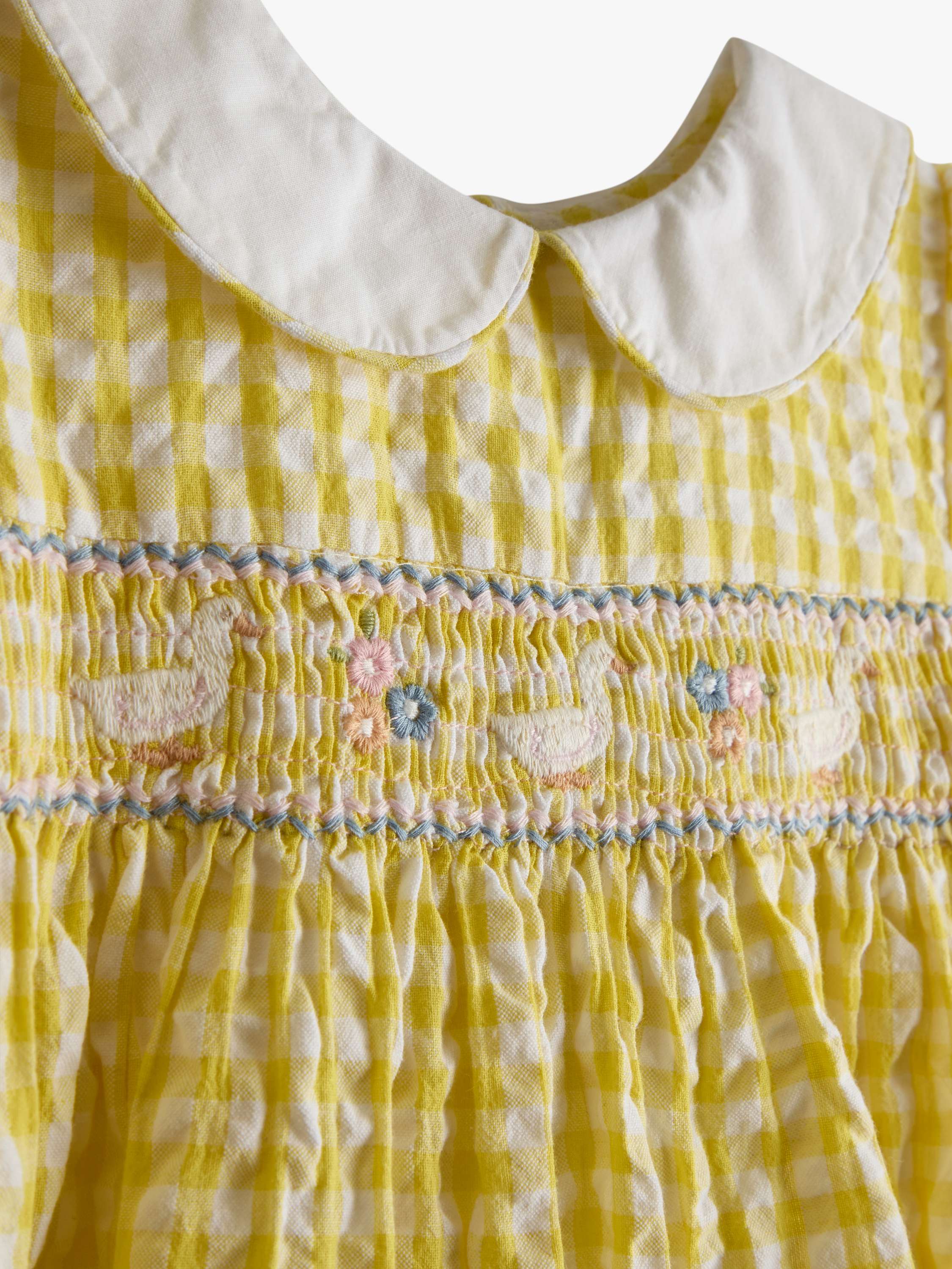 Kids' Smocked Puff Sleeve Duck Applique Dress Set, Light Yellow