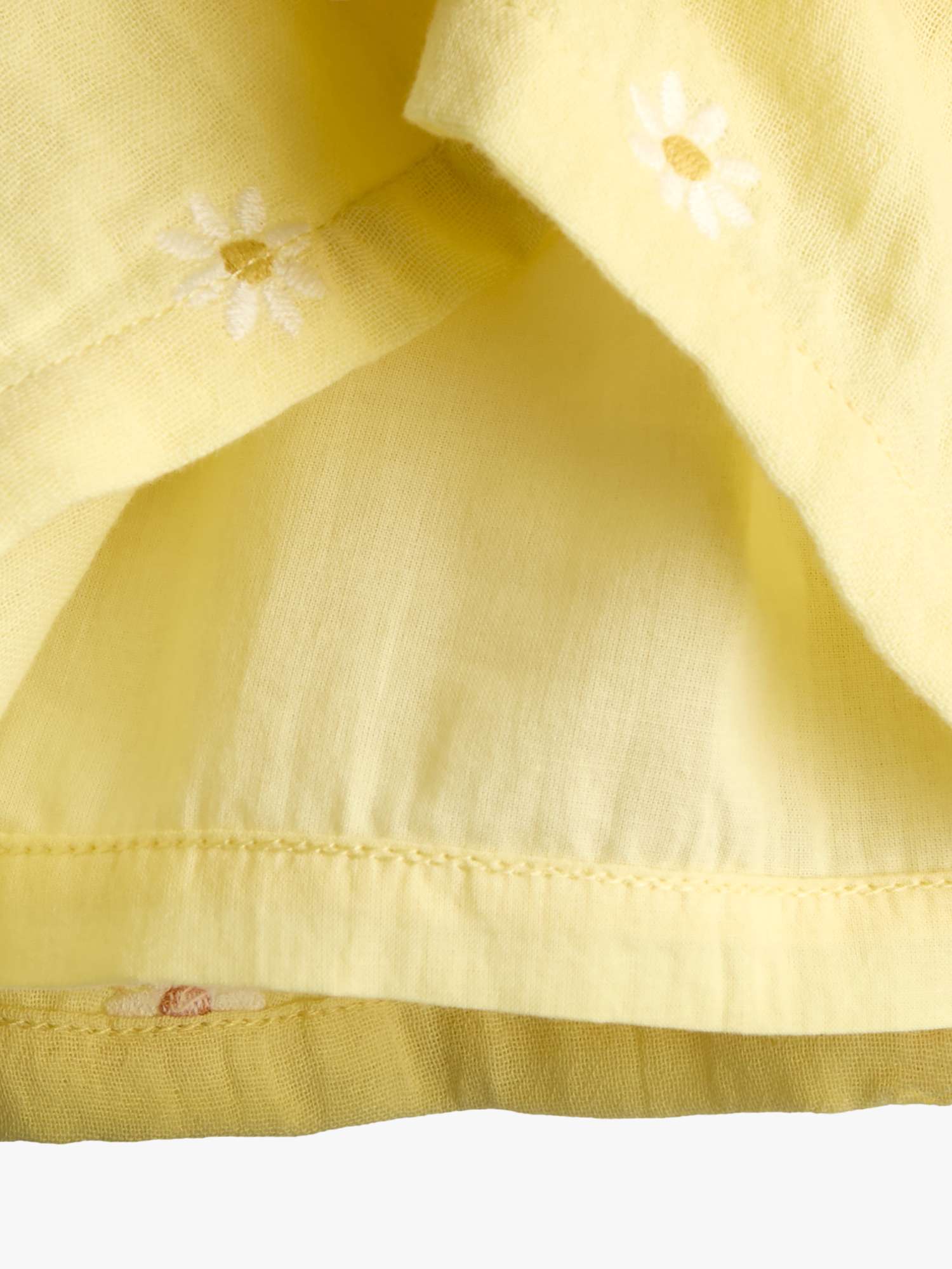 Kids' Floral Embroidered Cheesecloth Combo Dress, Mid Yellow
