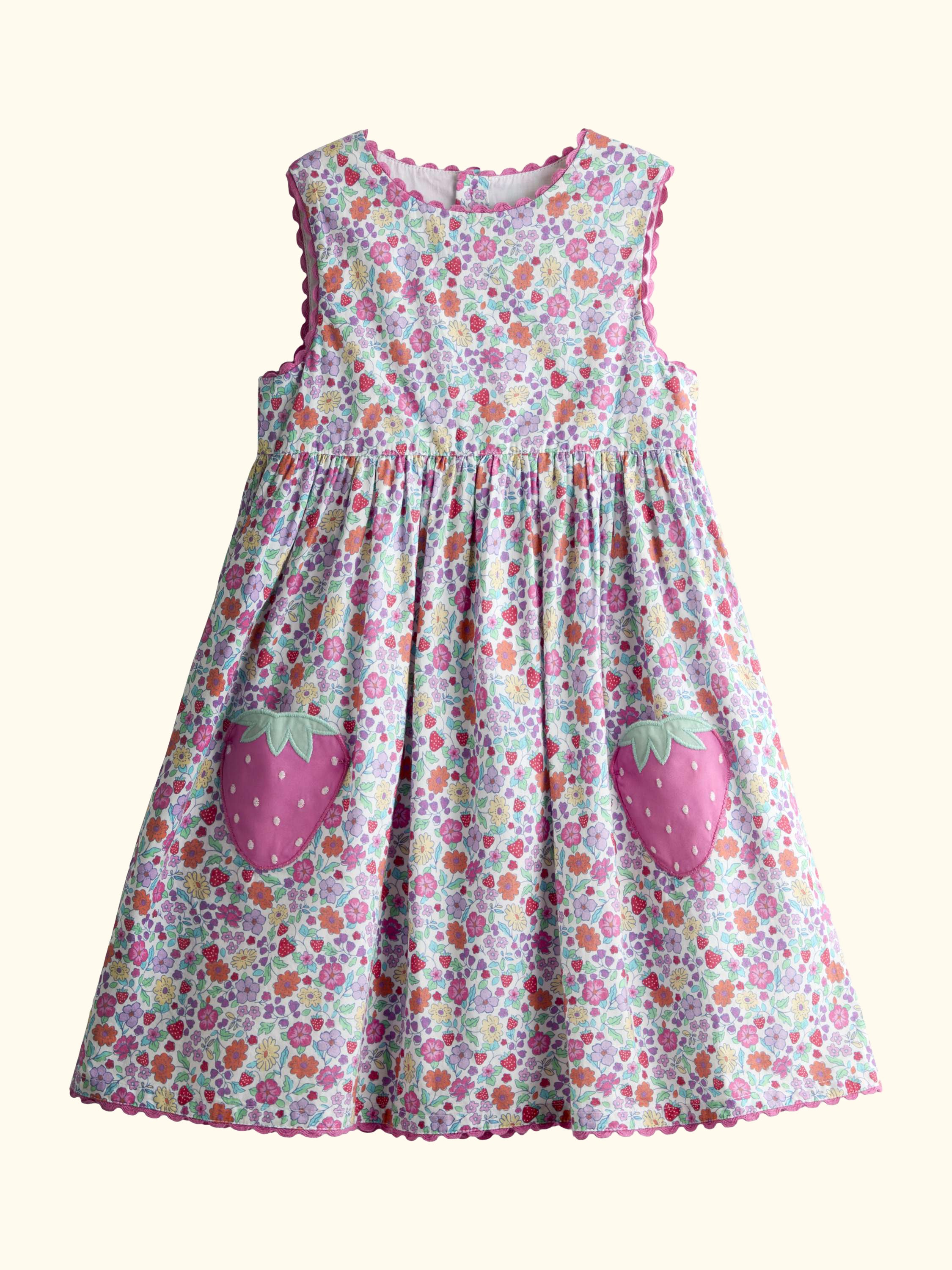 Kids' Sleeveless Floral Dress, Mid Pink