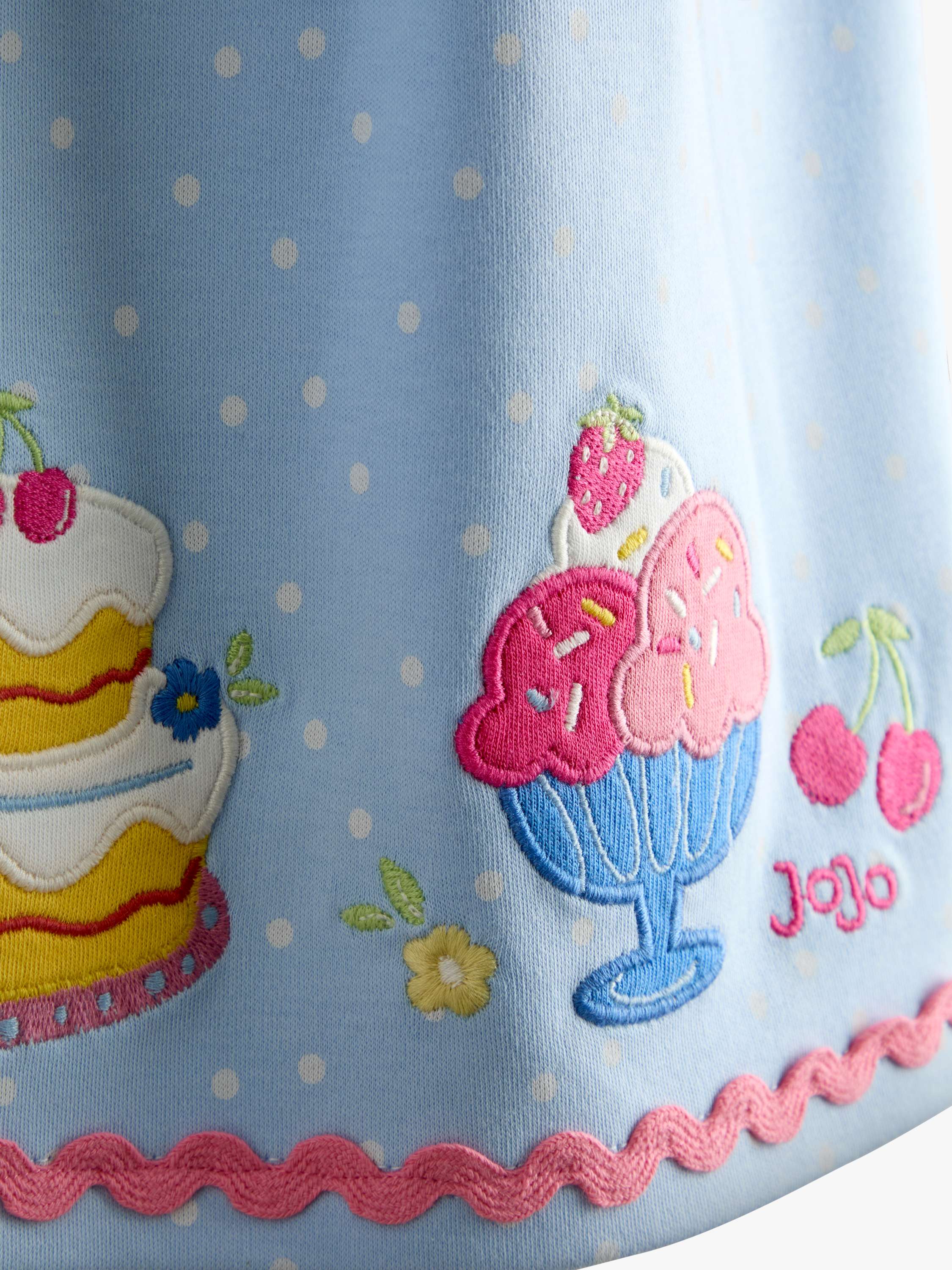 Kids' Appliqué Flutter Sleeve Dress, Light Blue