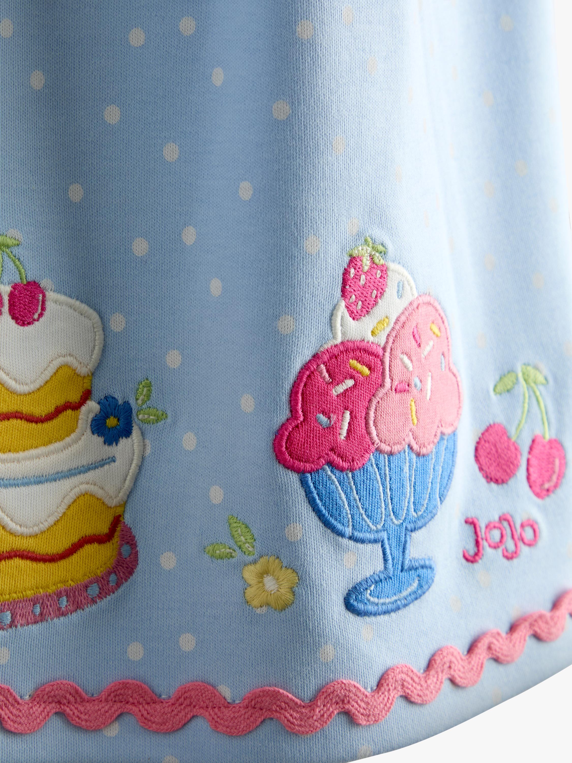 Kids' Appliqué Flutter Sleeve Dress, Light Blue