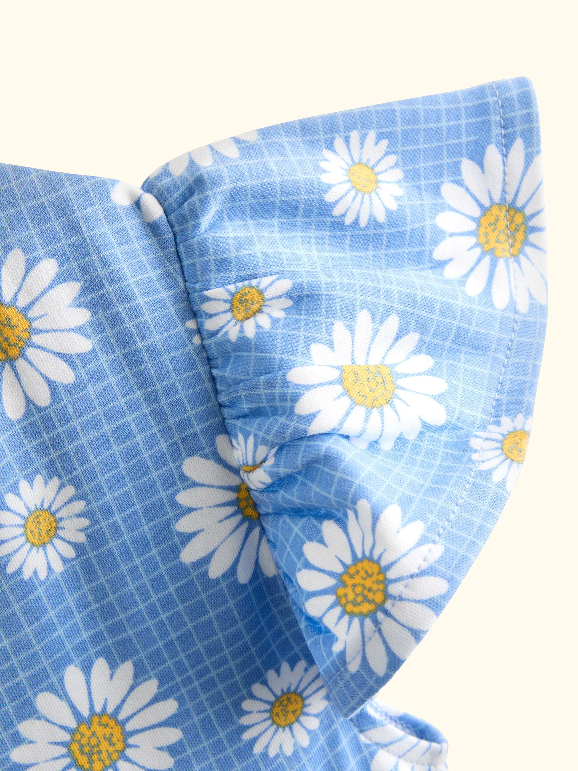 Kids' Flutter Sleeve Daisy Print Dress, Mid Blue