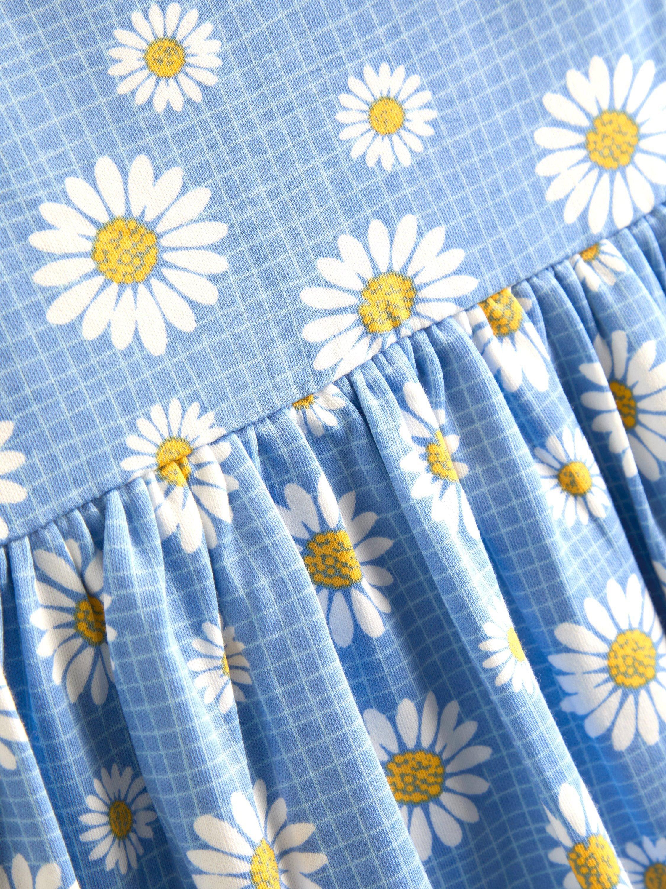 Kids' Flutter Sleeve Daisy Print Dress, Mid Blue