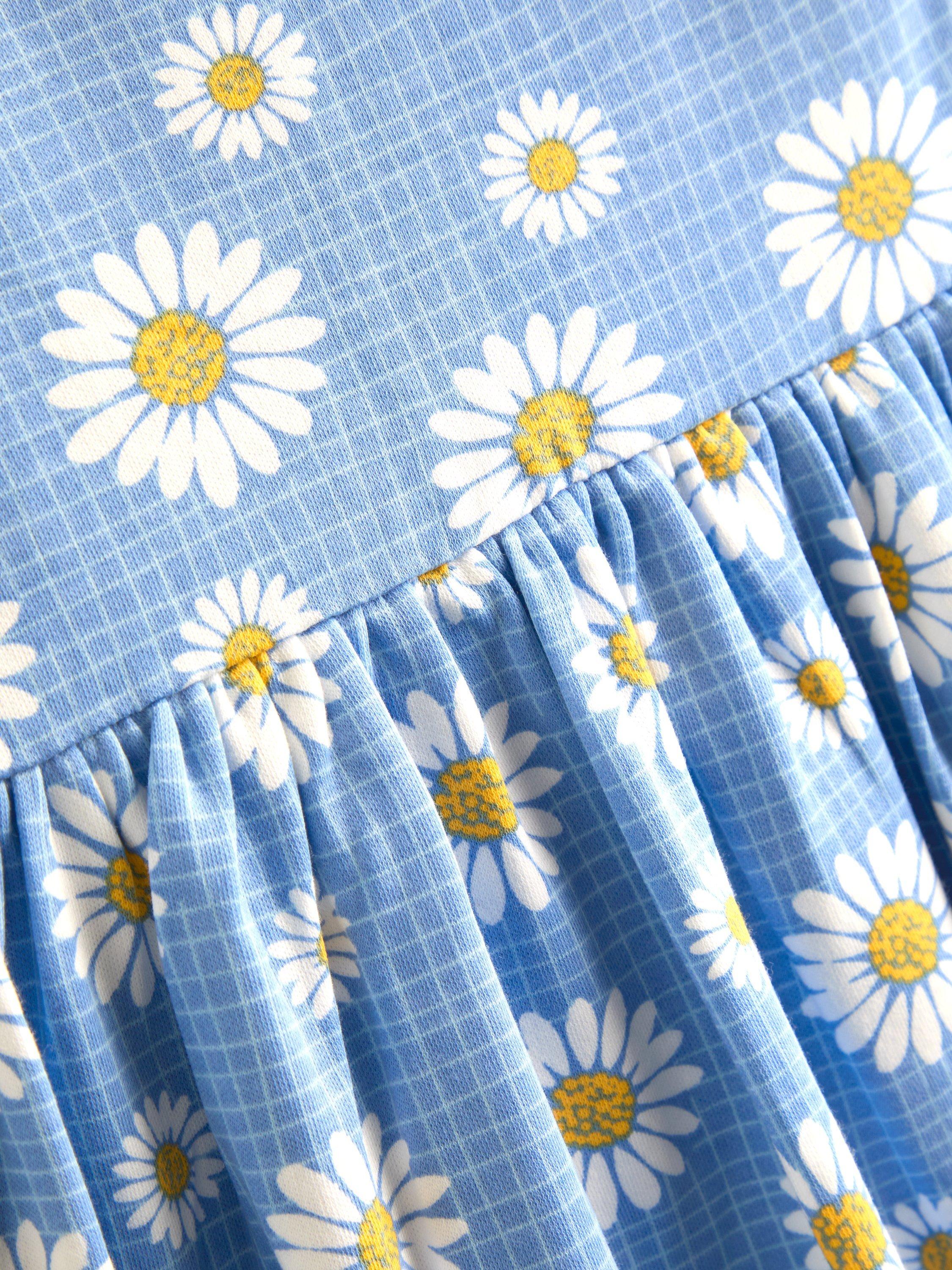 Kids' Flutter Sleeve Daisy Print Dress, Mid Blue