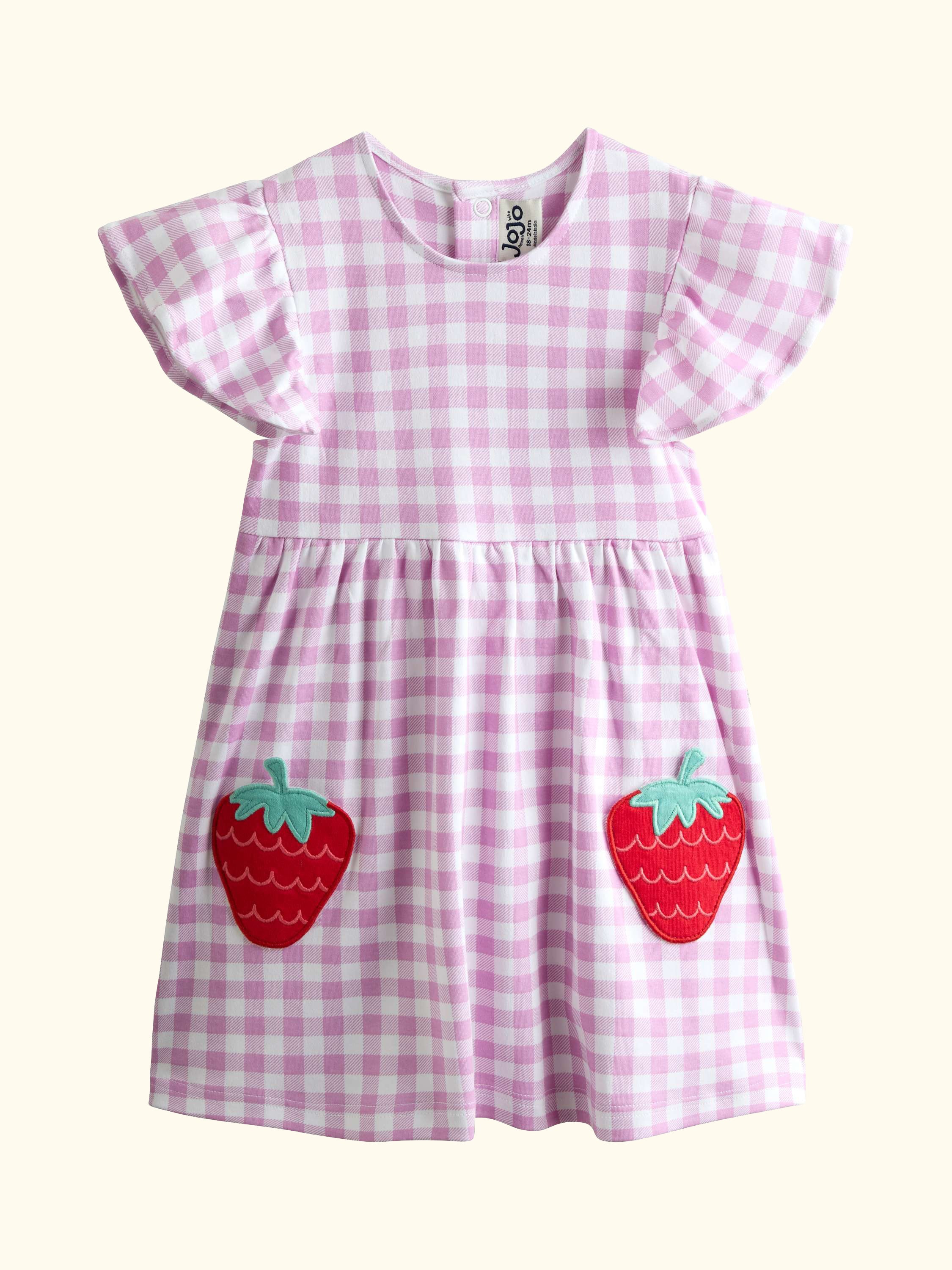 Baby Appliqué Pocket Flutter Sleeve Dress, Lilac