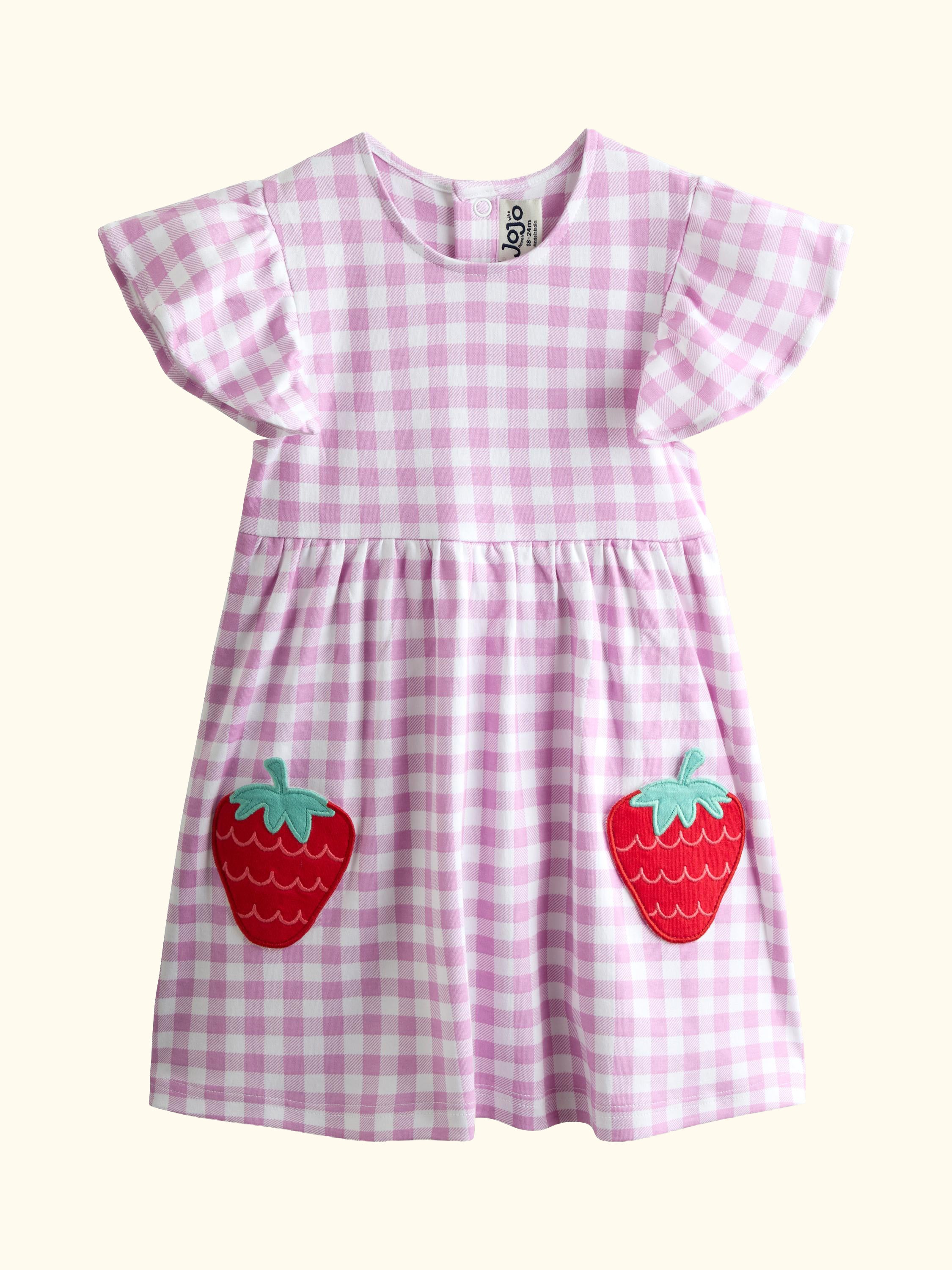 Baby Appliqué Pocket Flutter Sleeve Dress, Lilac