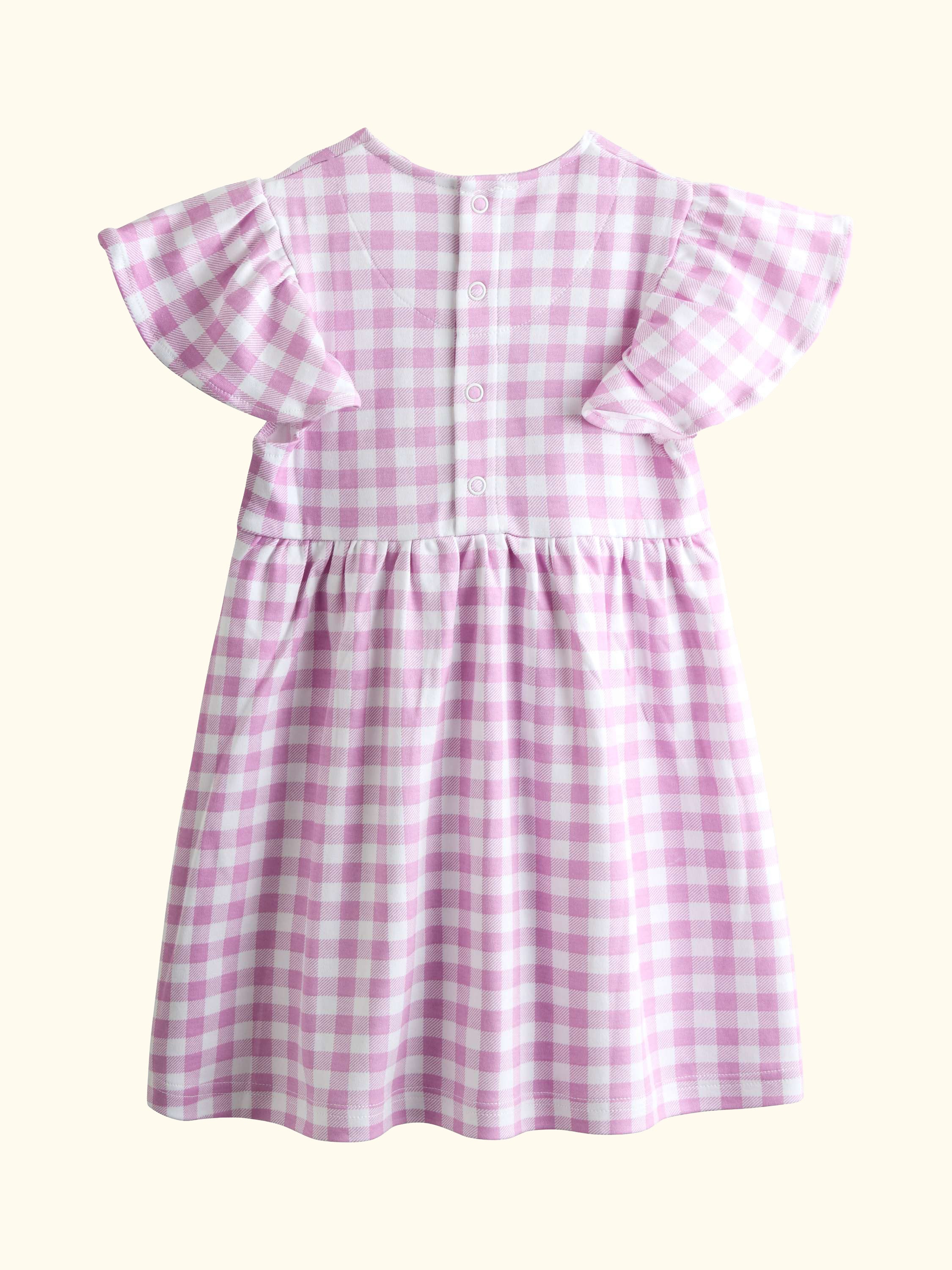 Baby Appliqué Pocket Flutter Sleeve Dress, Lilac