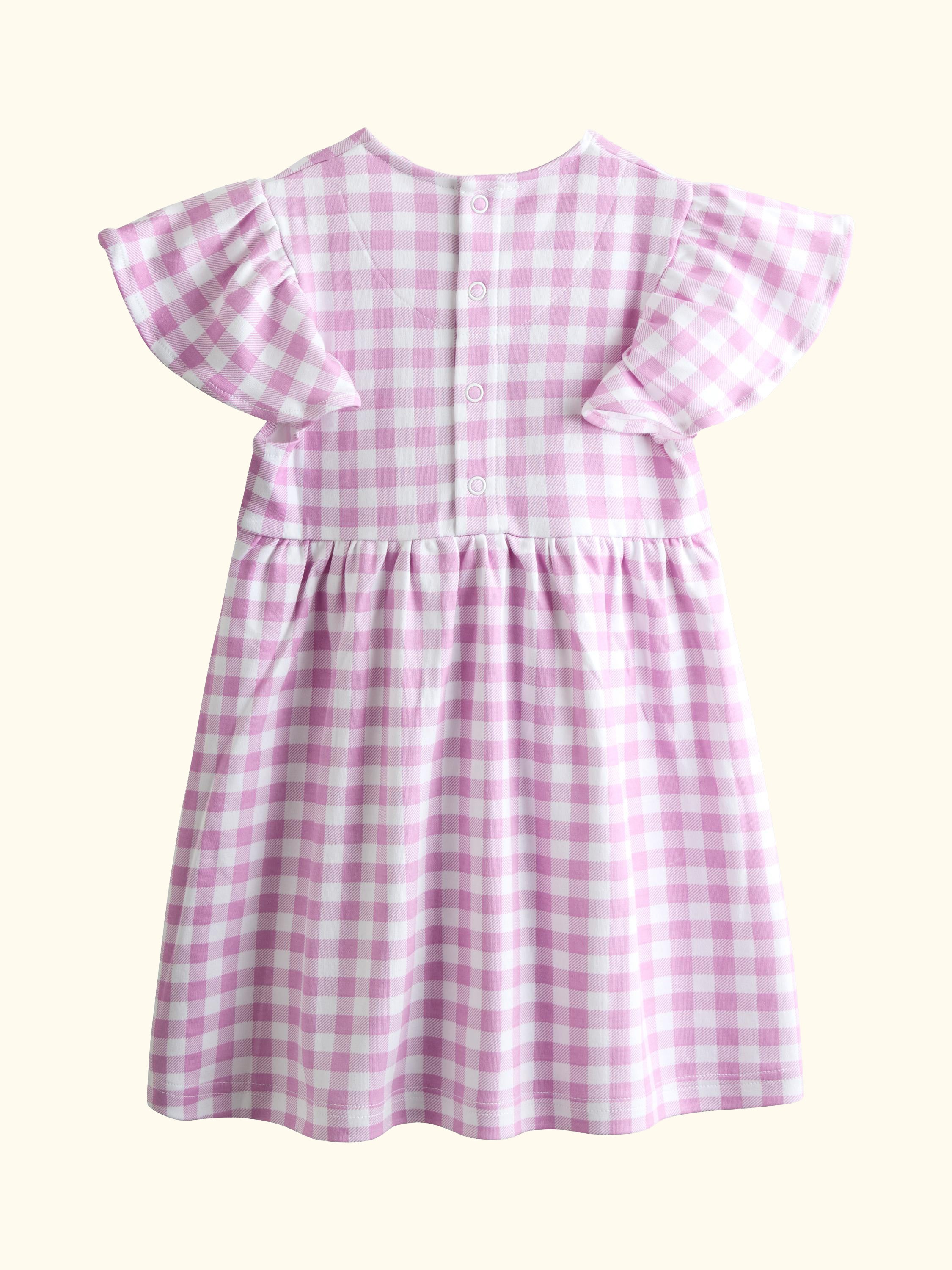Baby Appliqué Pocket Flutter Sleeve Dress, Lilac