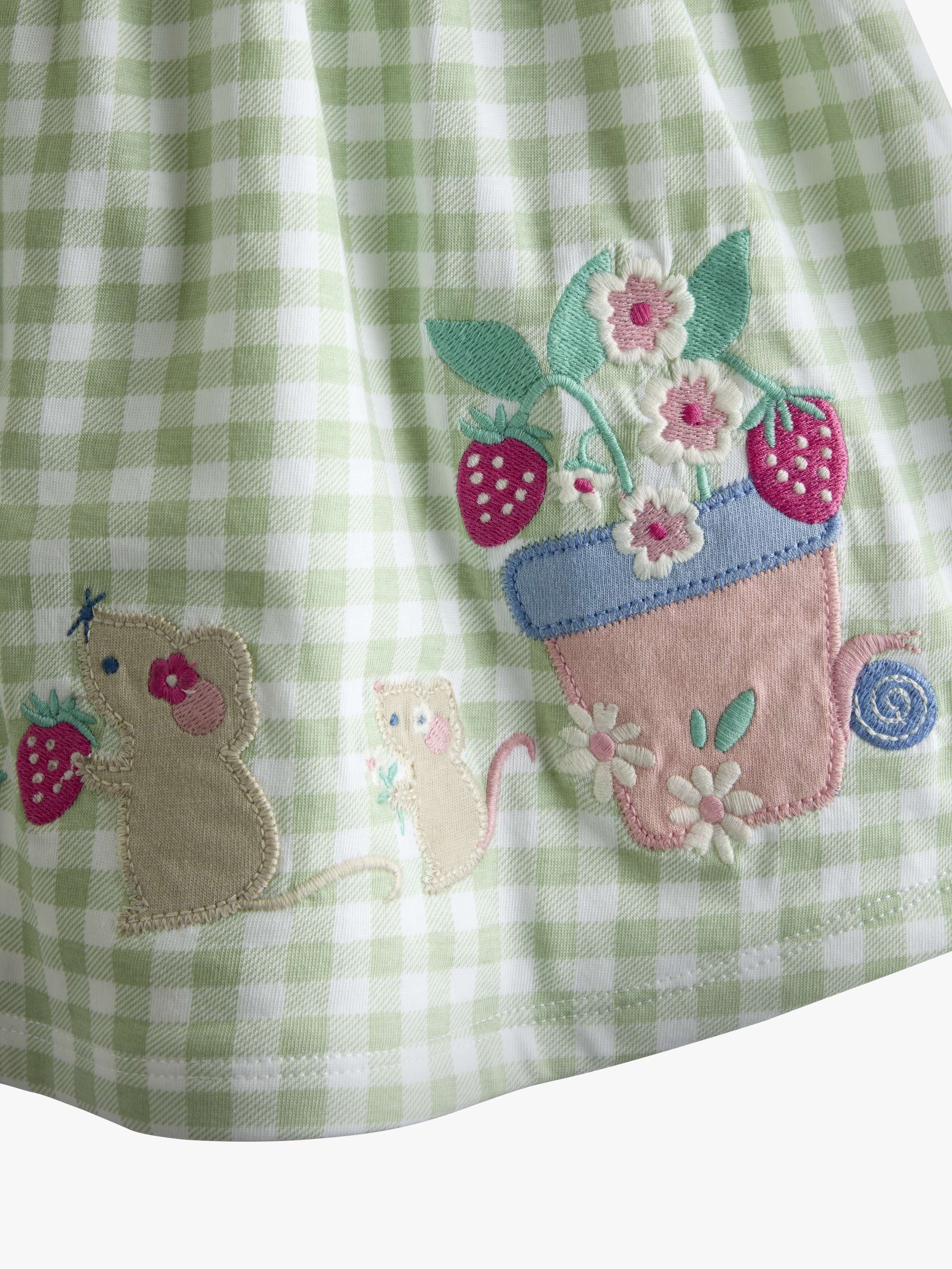Baby Gingham Appliqué Frill Collar Dress & Bloomers Set, Lighthouse