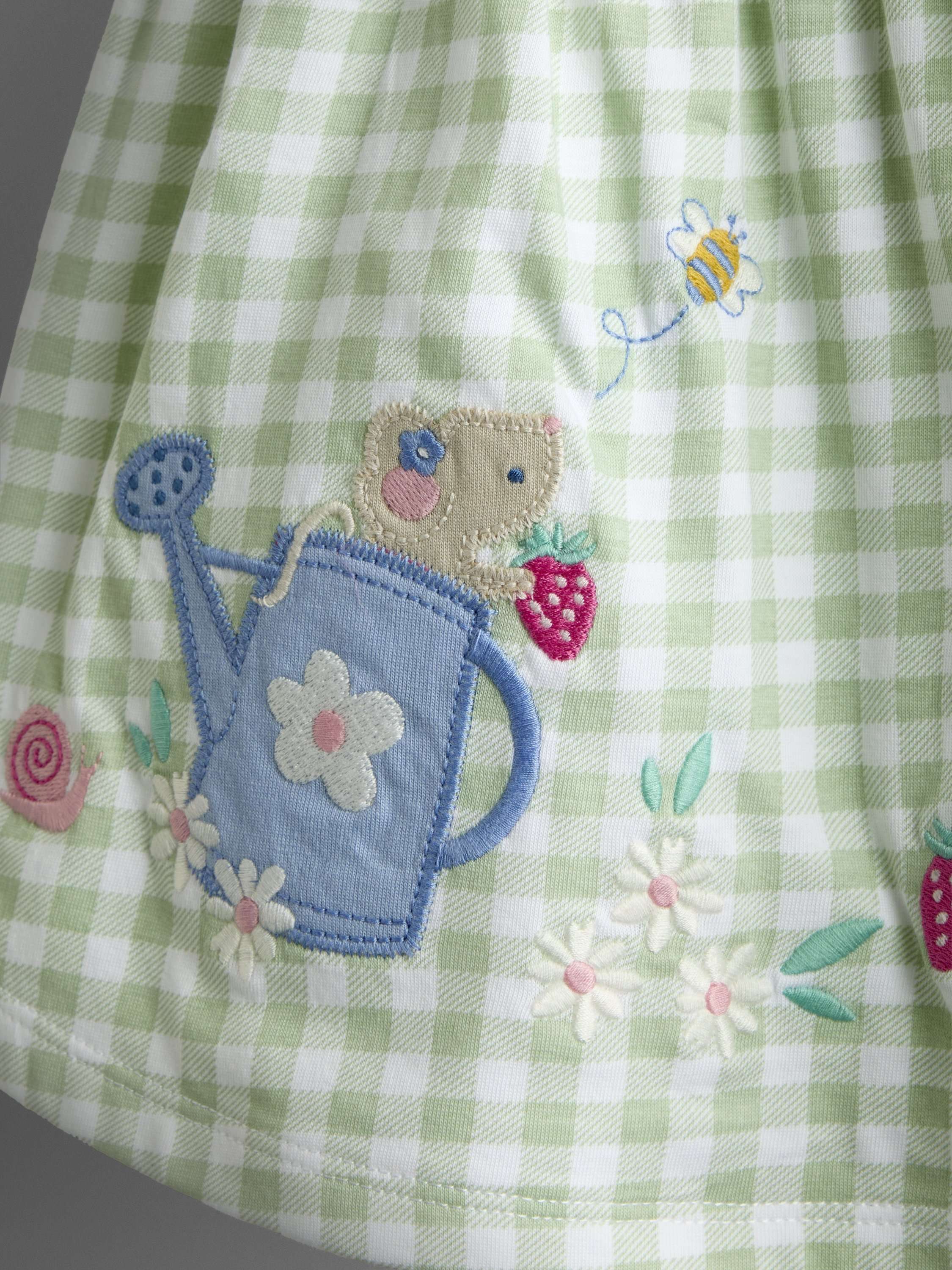 Baby Gingham Appliqué Frill Collar Dress & Bloomers Set, Lighthouse