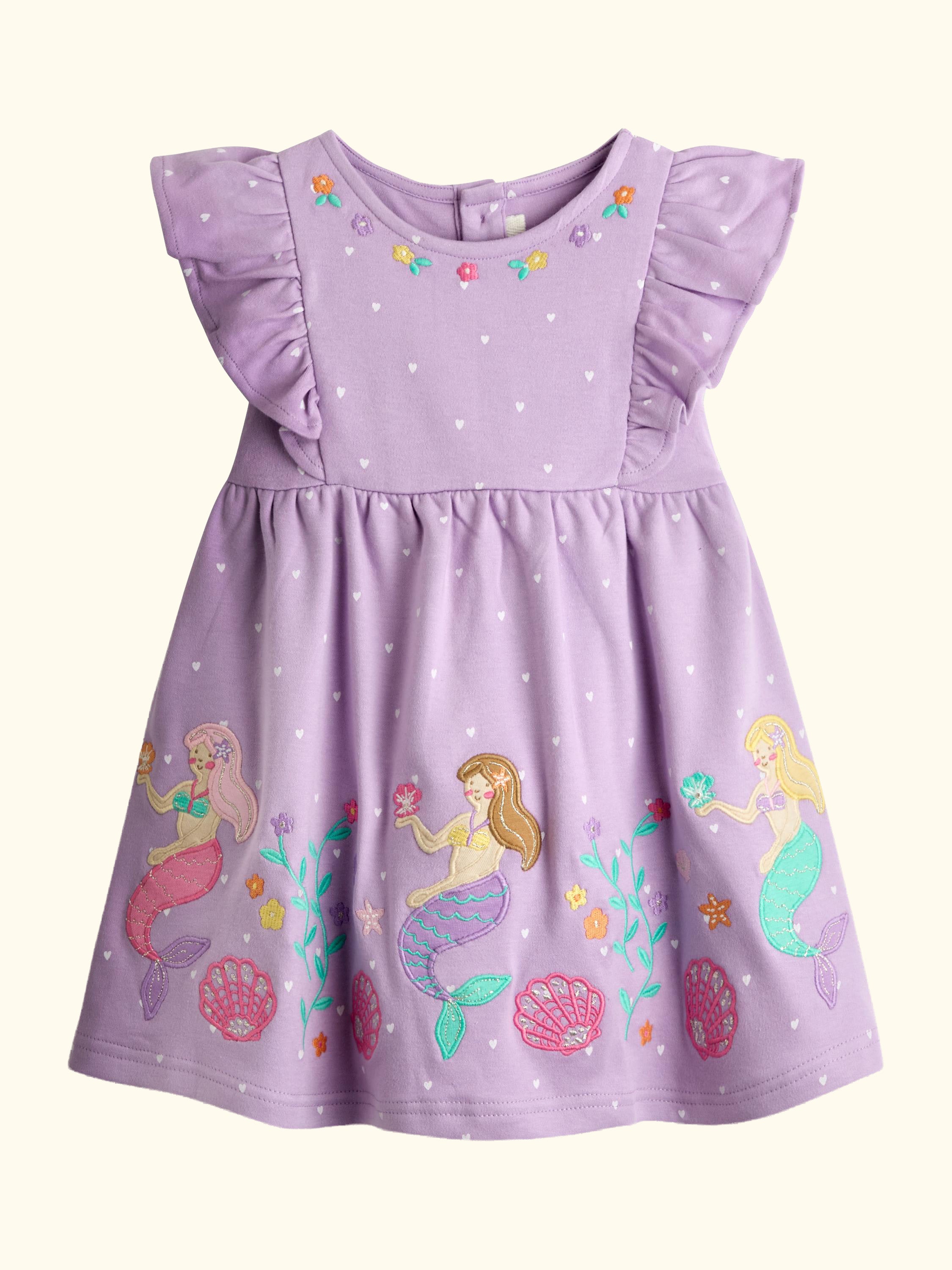 Kids' Frill Shoulder Applique Dress, Lilac