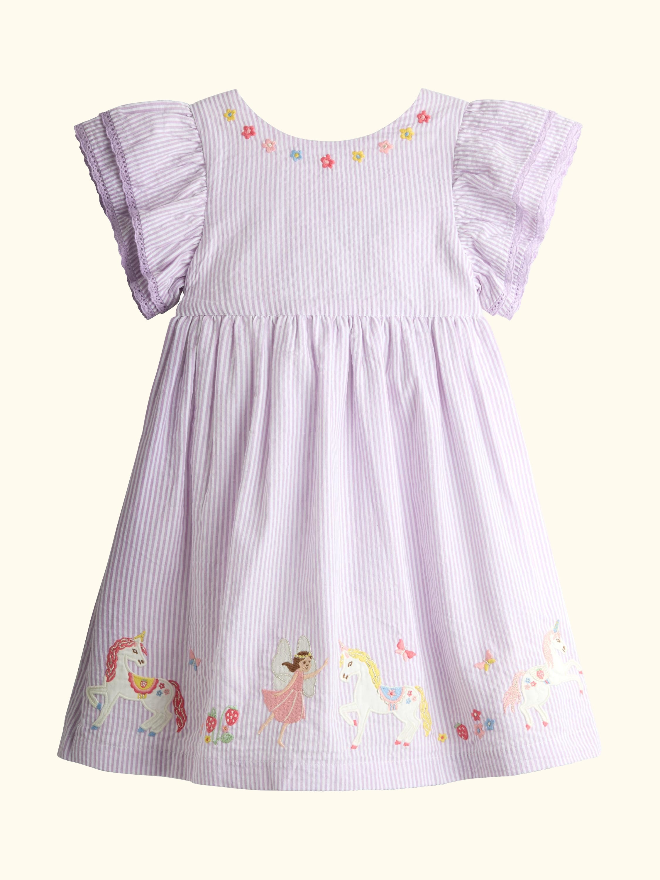 Kids' Appliqué Frill Sleeve Dress, Lilac