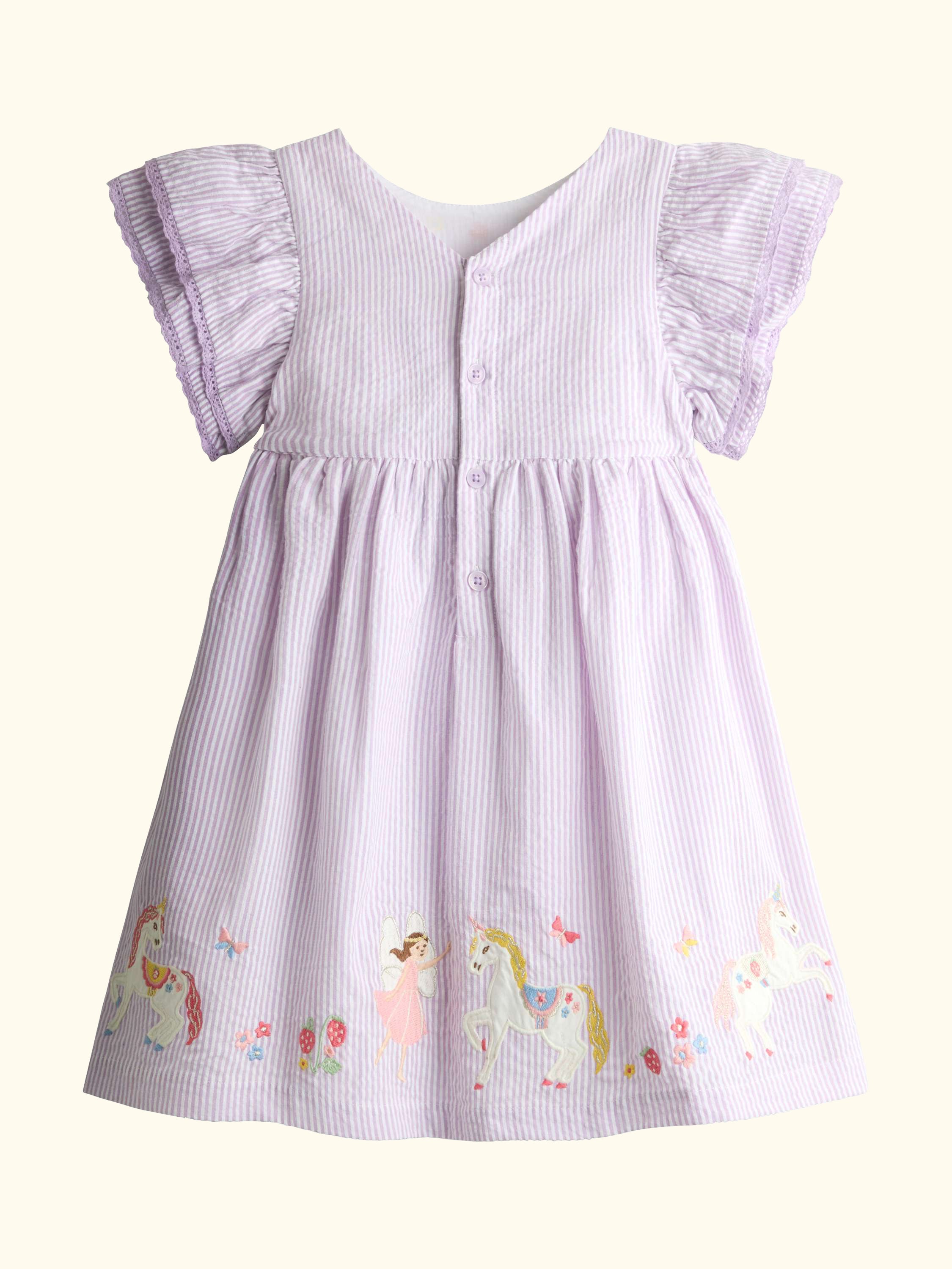 Kids' Appliqué Frill Sleeve Dress, Lilac