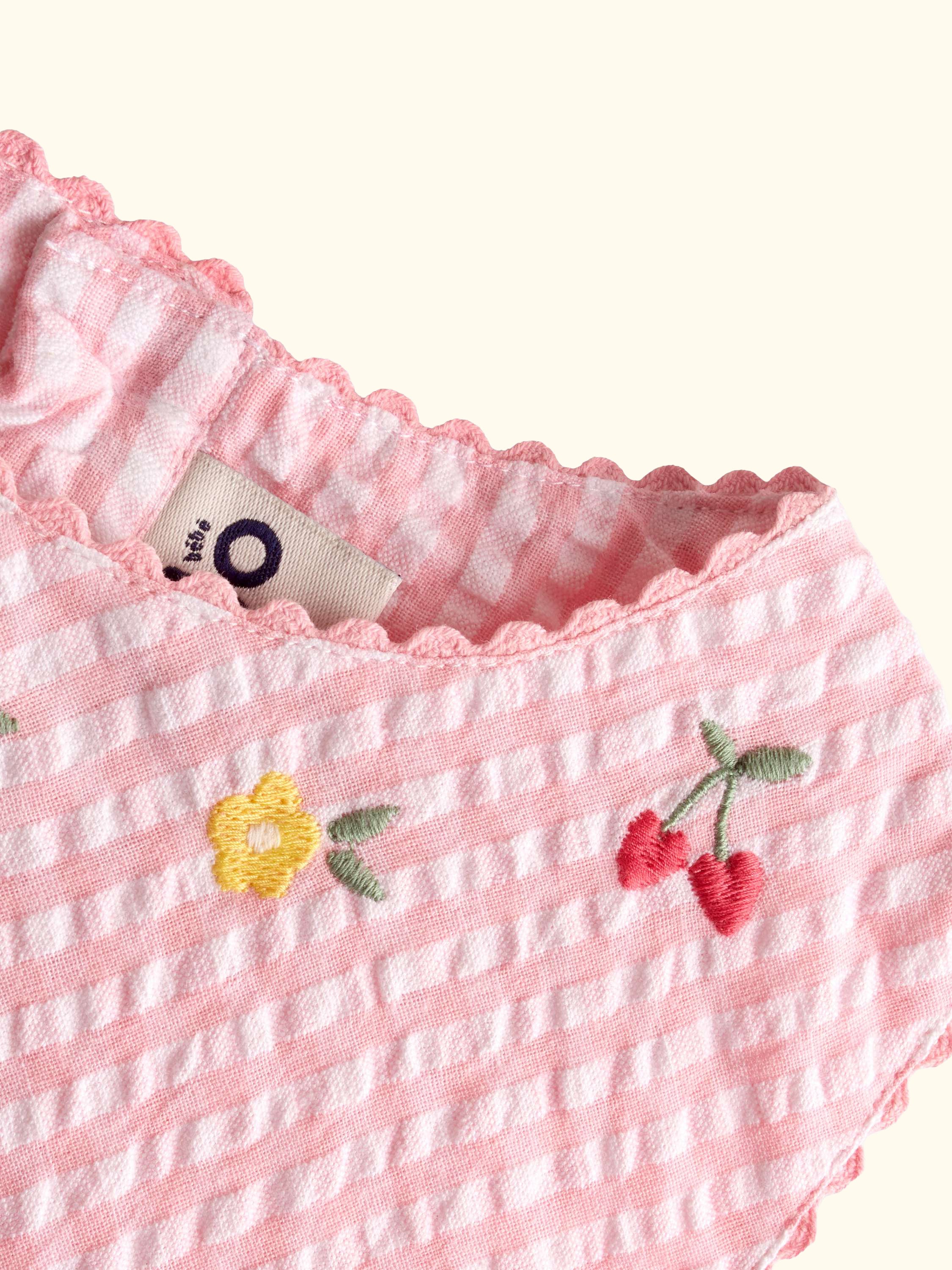 Kids' Appliqué Gingham Sleeveless Dress, Light Pink