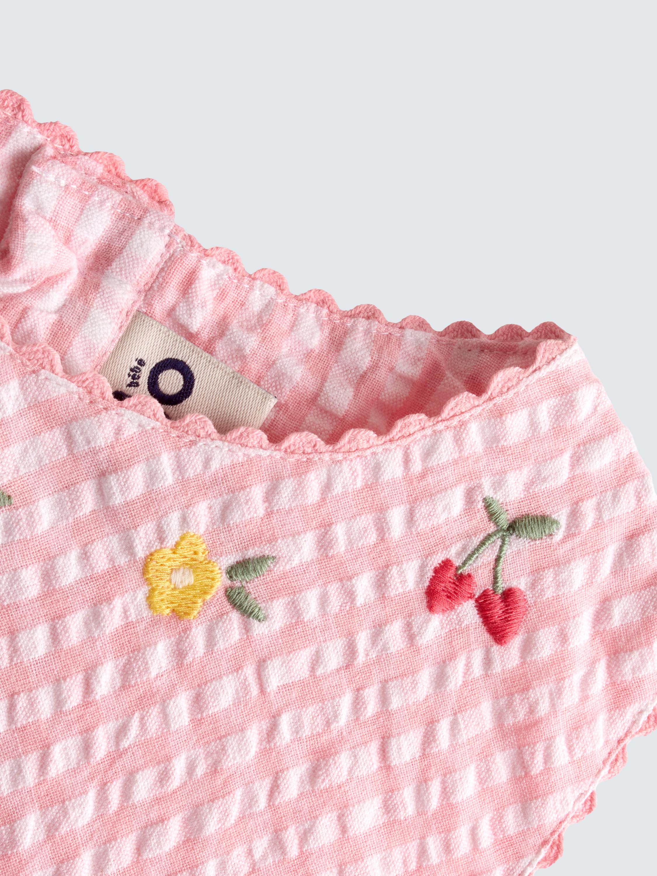 Kids' Appliqué Gingham Sleeveless Dress, Light Pink