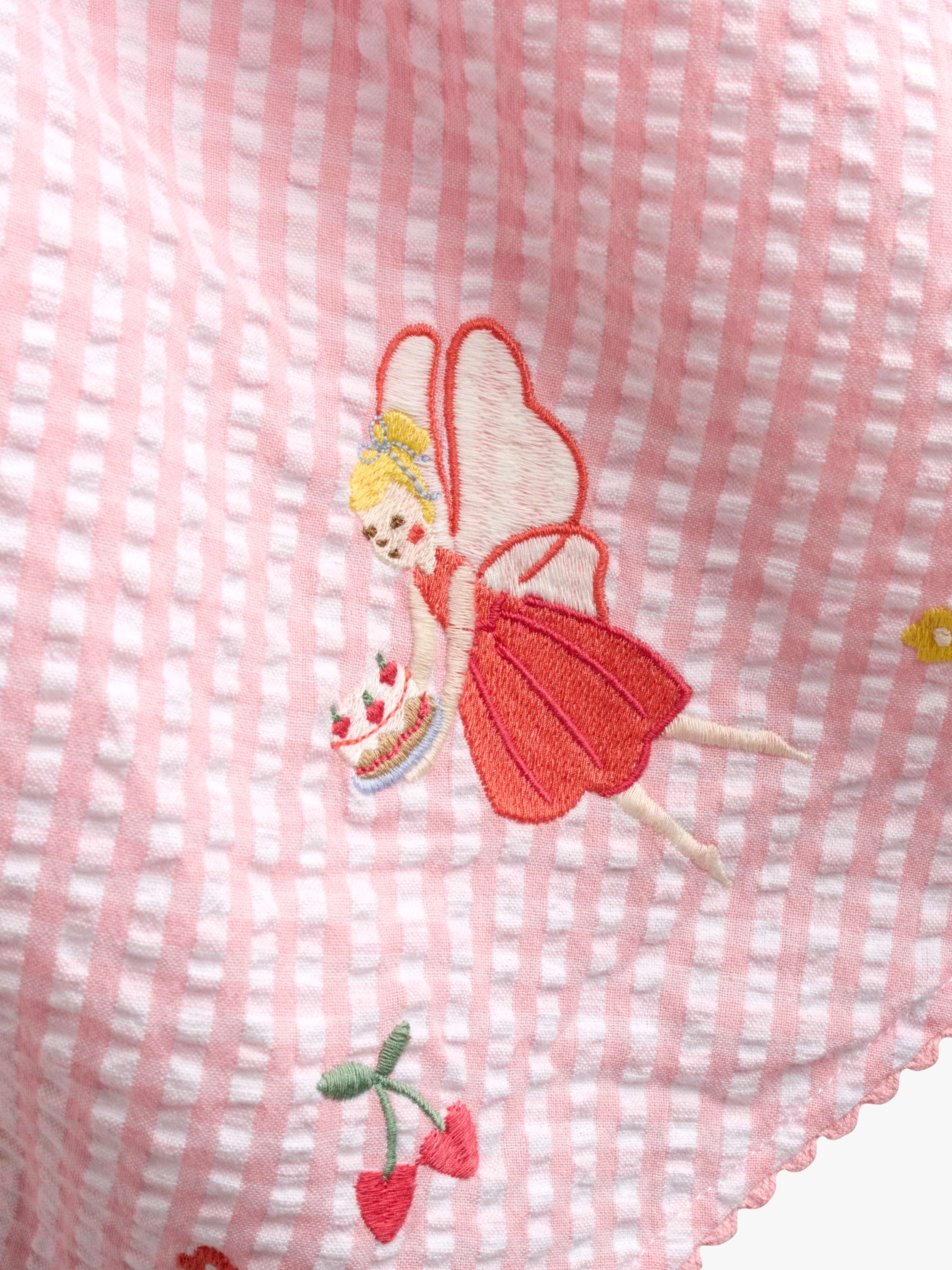 Kids' Appliqué Gingham Sleeveless Dress, Light Pink