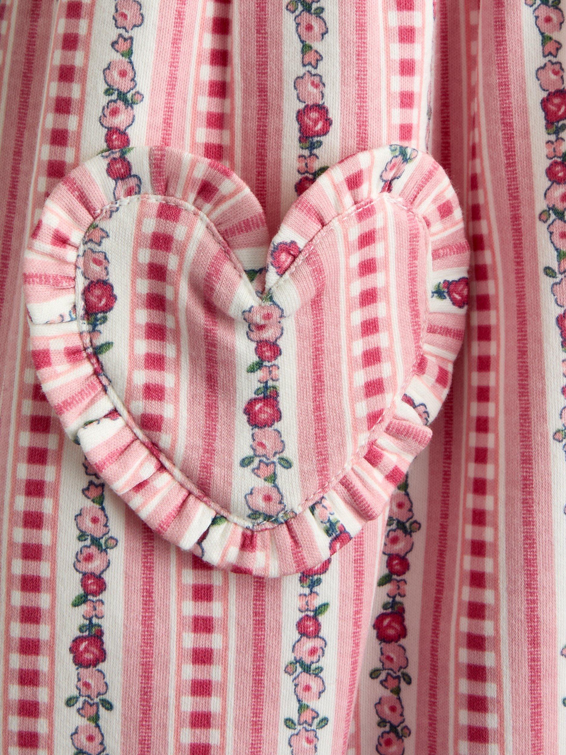 Kids' Floral Heart Pocket Dress, Mid Pink