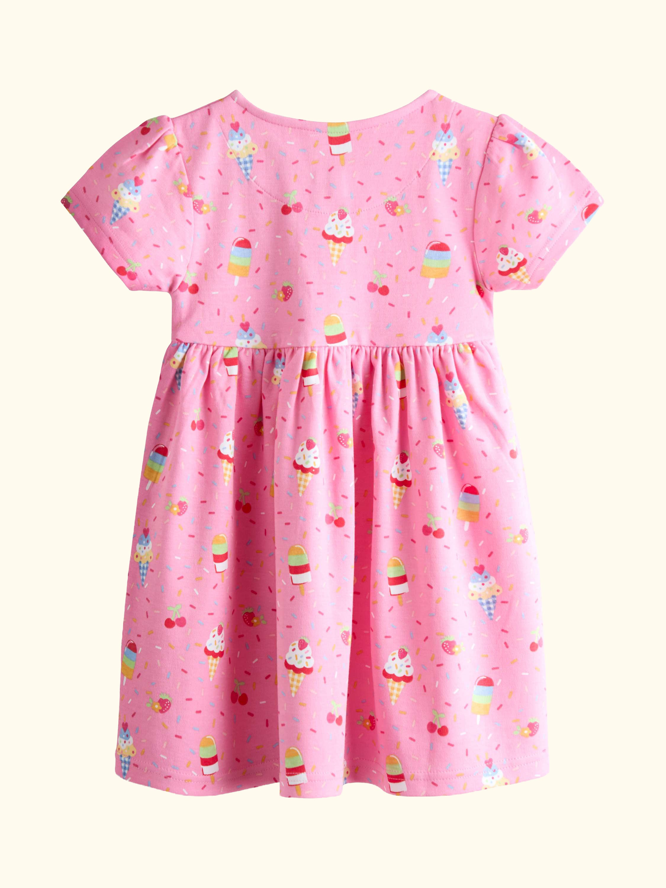 Kids' Button Down Ice Cream Pet in Pocket Dress, Bright Pink