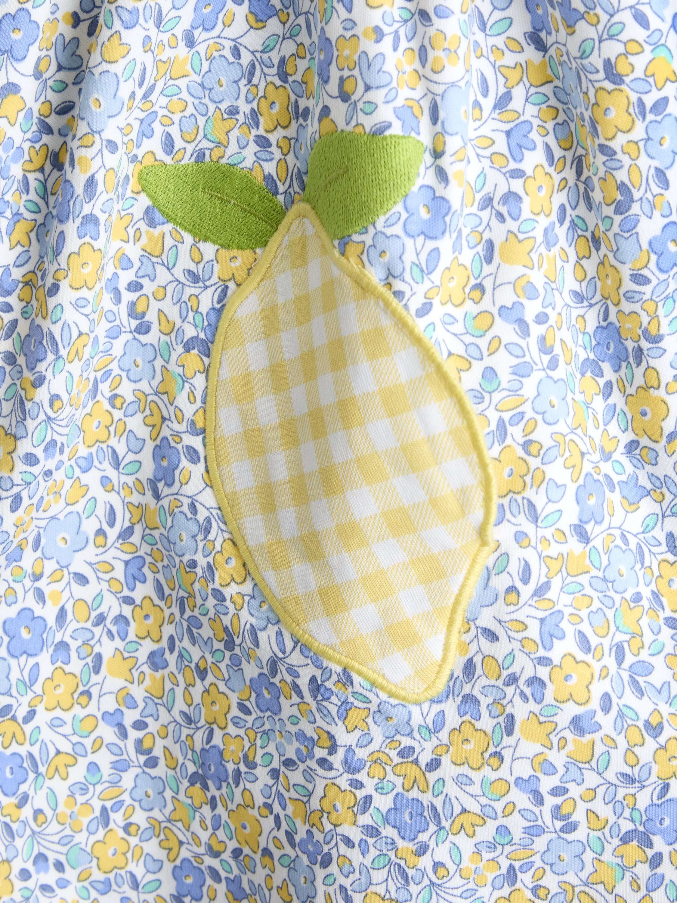 Kids' Lemon Appliqué Dress, Light Yellow