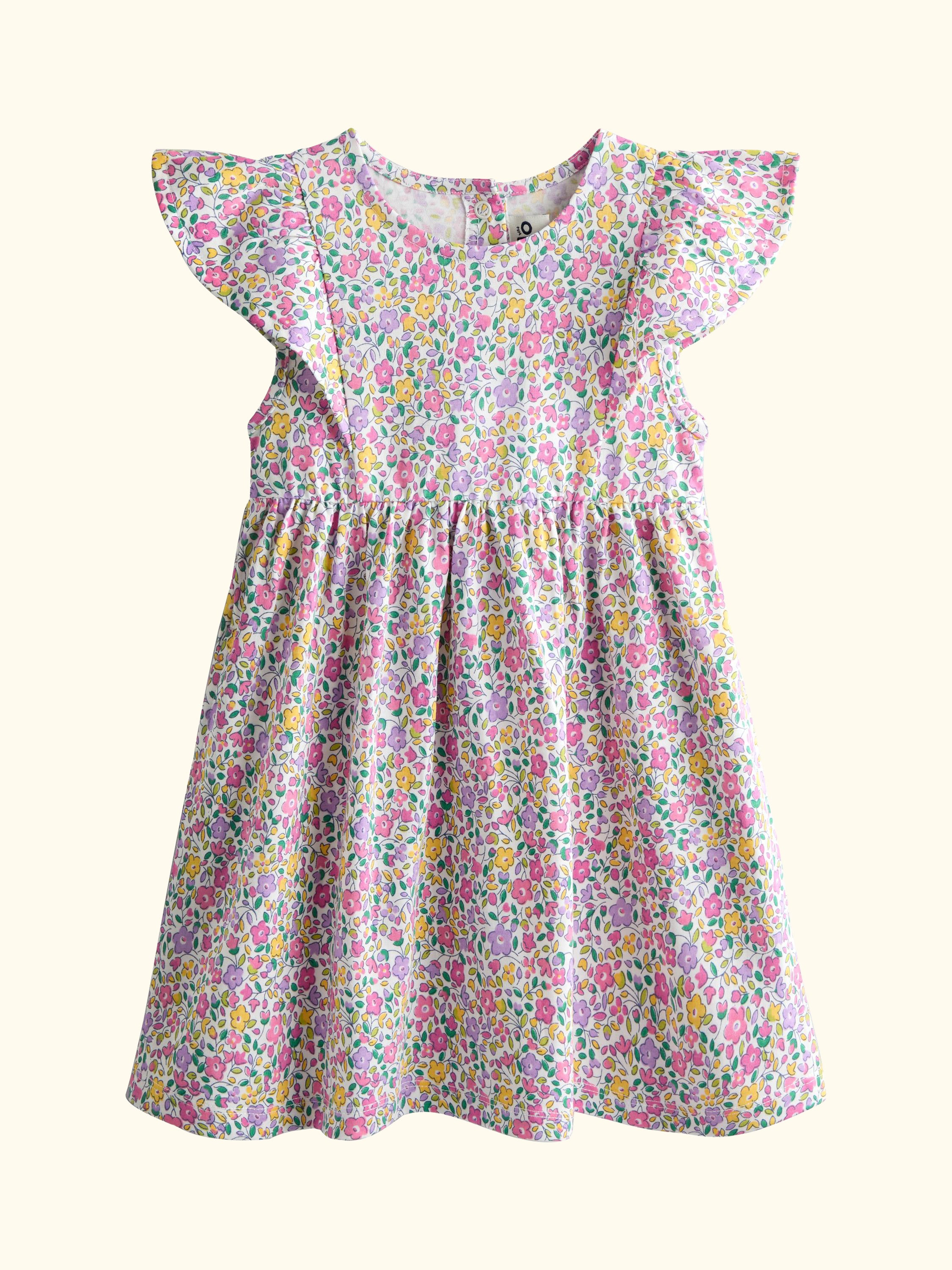 Kids' Ruffle Sleeve Ditsy Floral Dress, Mid Pink