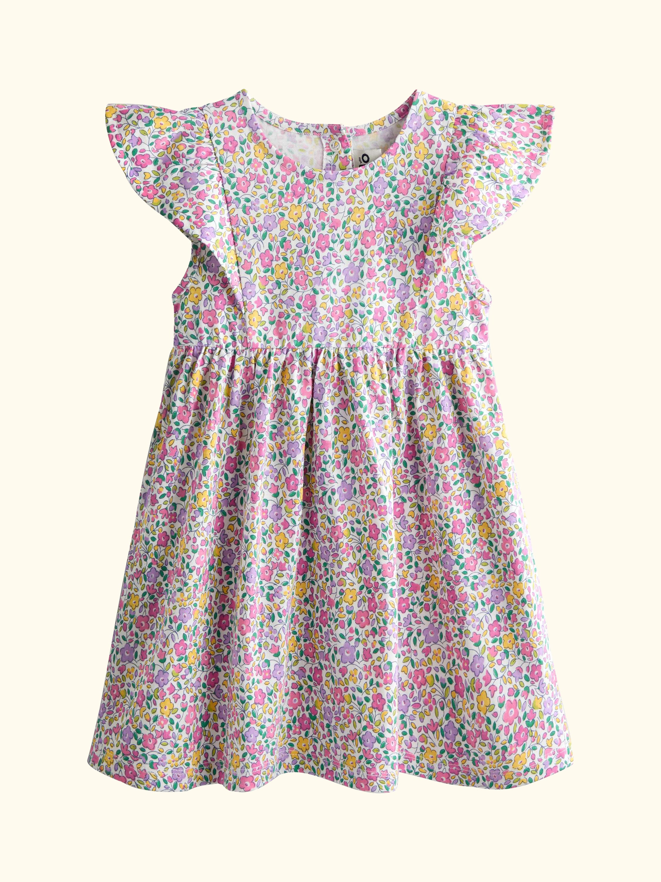 Kids' Ruffle Sleeve Ditsy Floral Dress, Mid Pink