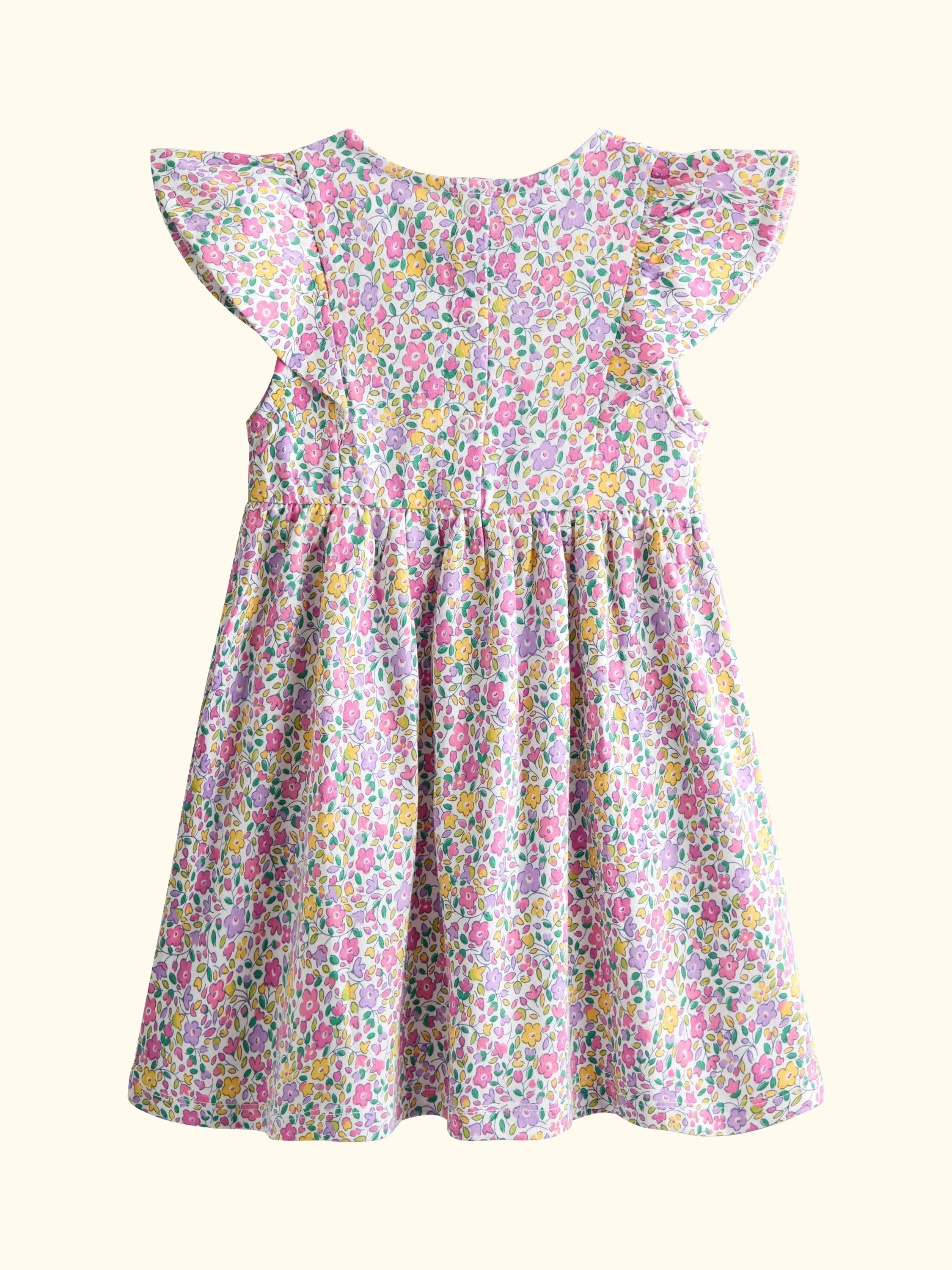 Kids' Ruffle Sleeve Ditsy Floral Dress, Mid Pink