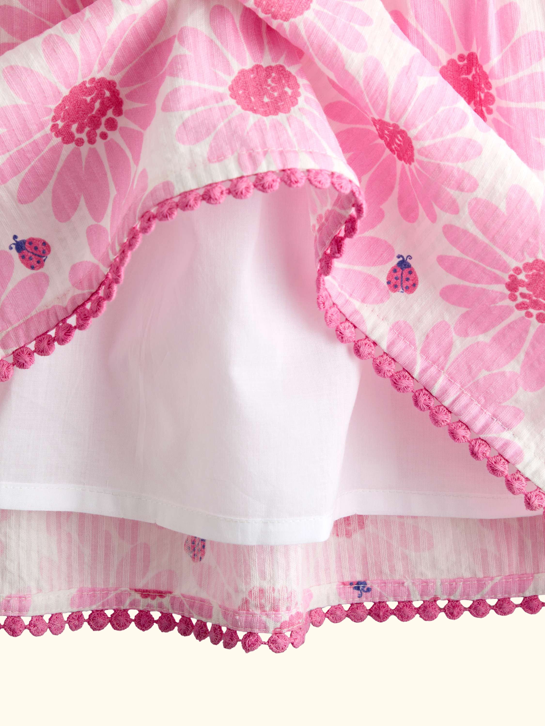 Kids' Frill Shoulder Sunflower Print Dress, Bright Pink
