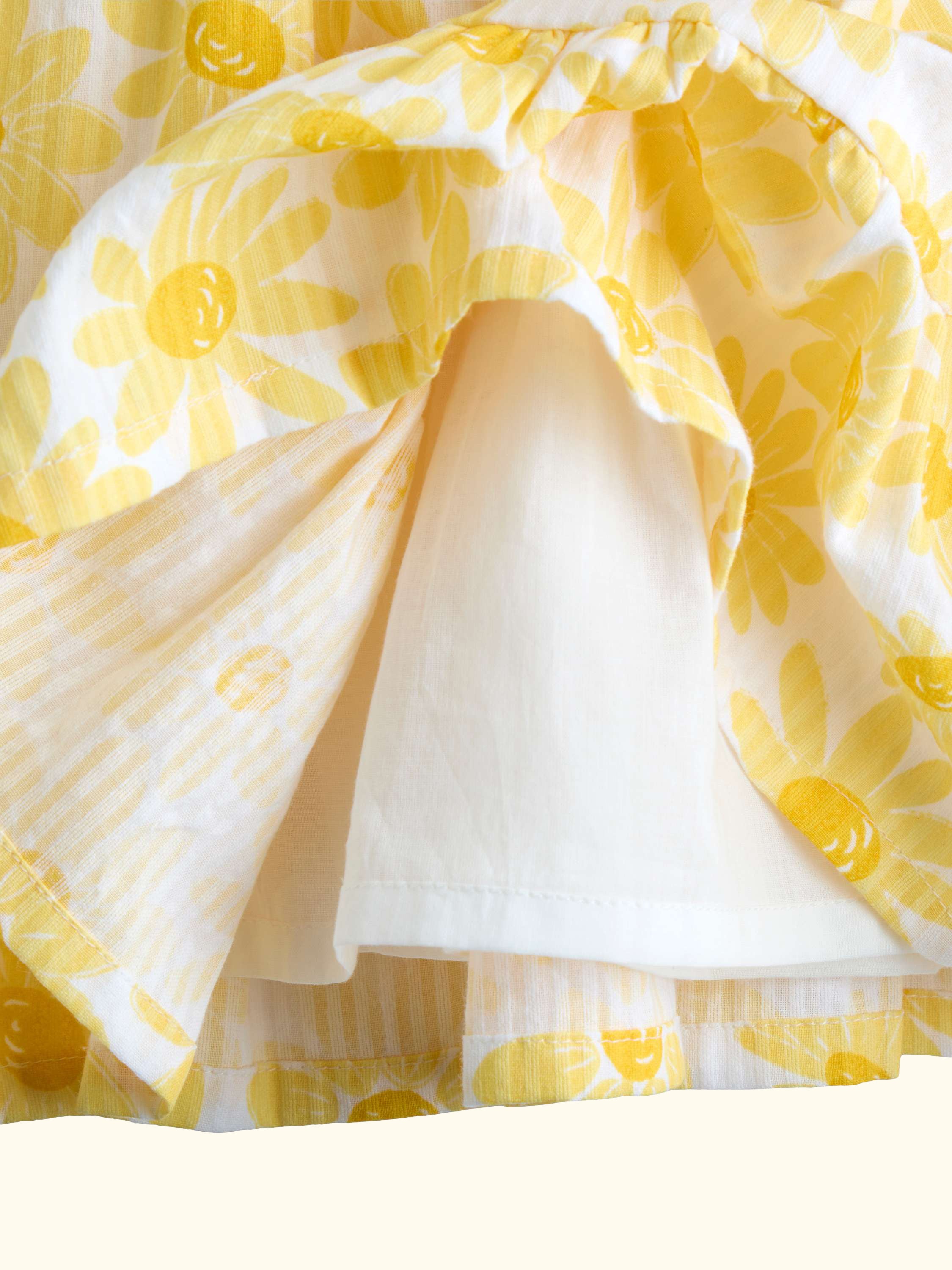 Kids' V-Back Sunflower Print Frill Dress, Bright Yellow