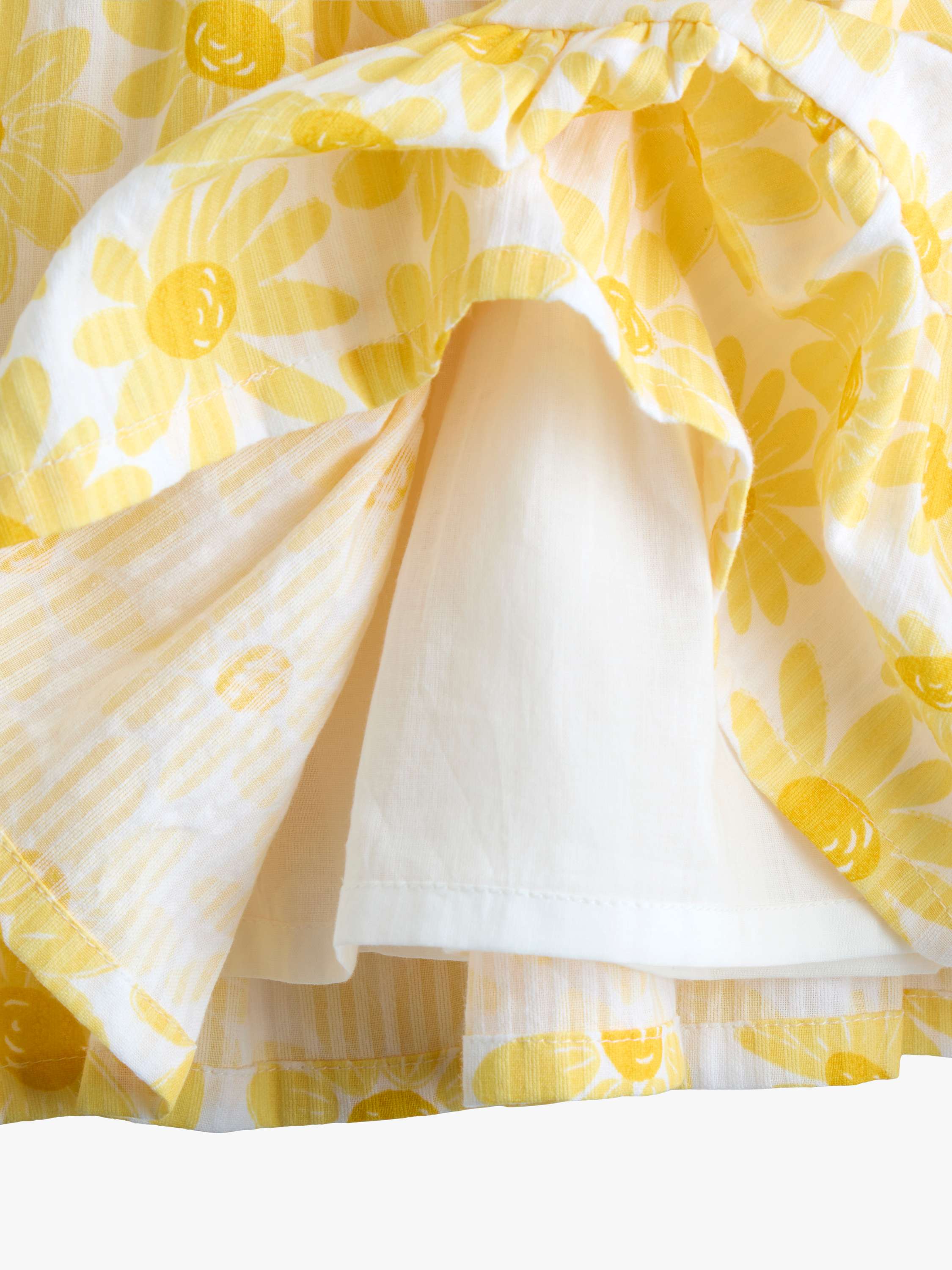 Kids' V-Back Sunflower Print Frill Dress, Bright Yellow