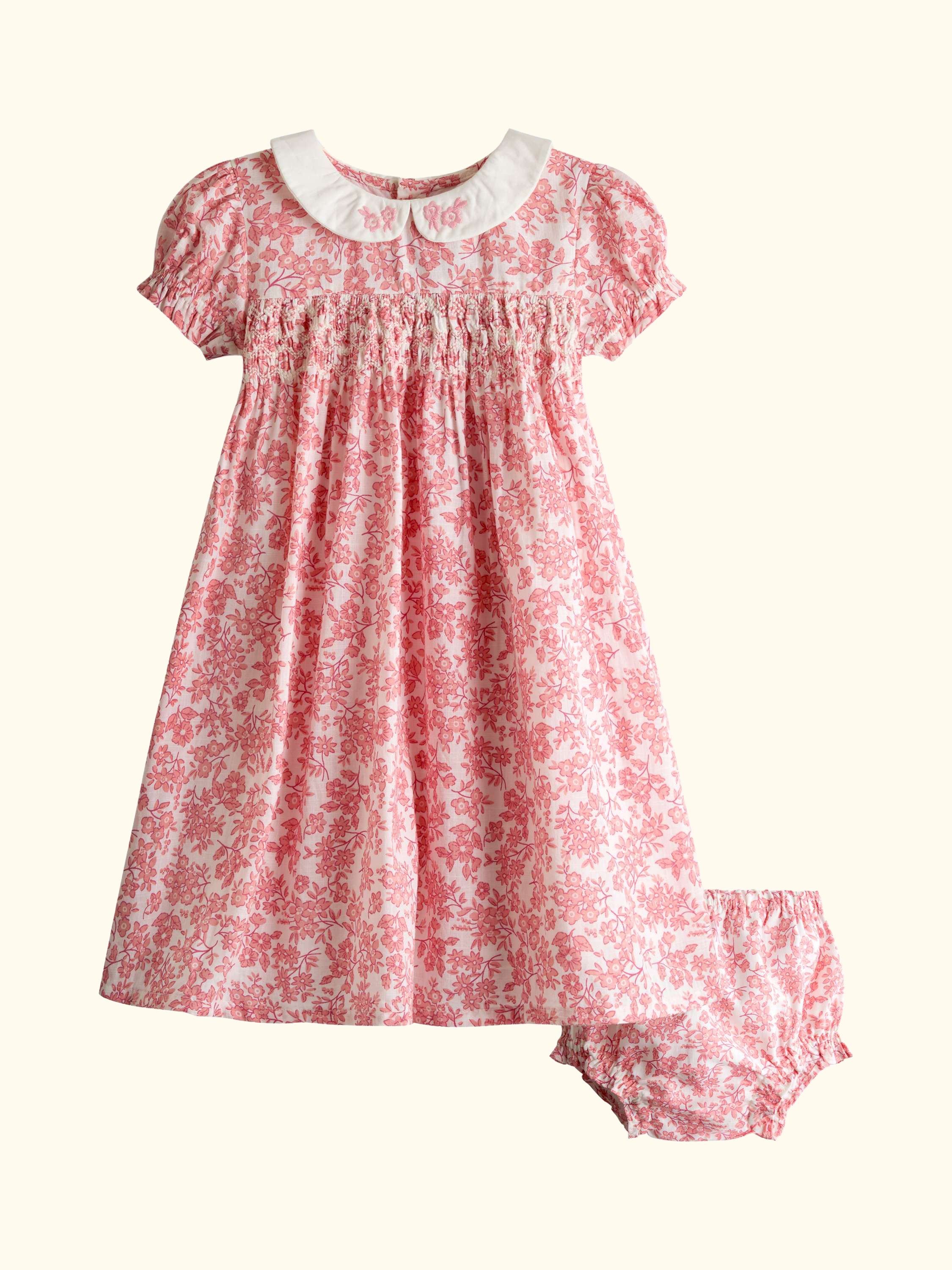 Kids' Garden Floral Smocked Dress, Light Pink