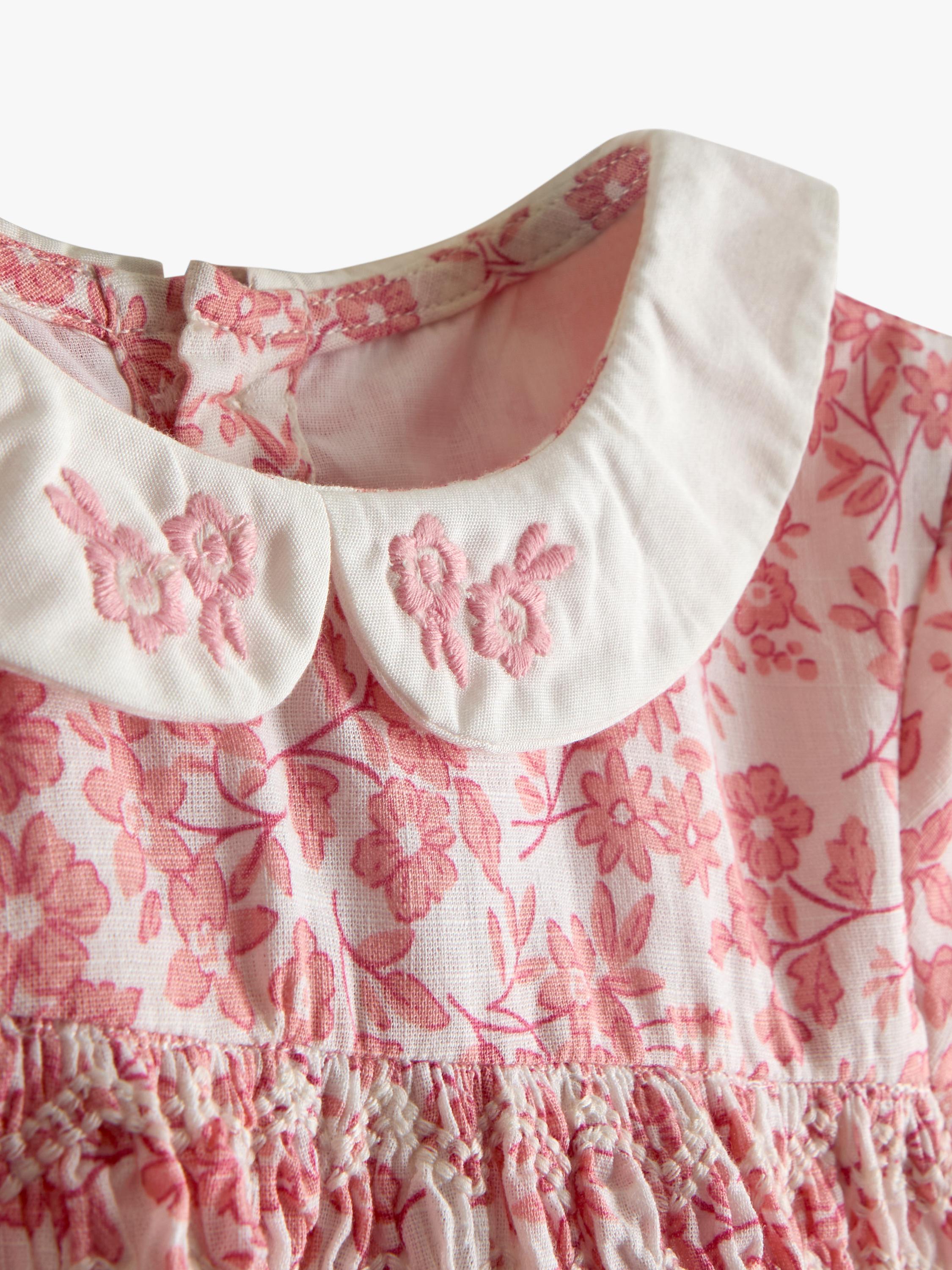 Kids' Garden Floral Smocked Dress, Light Pink