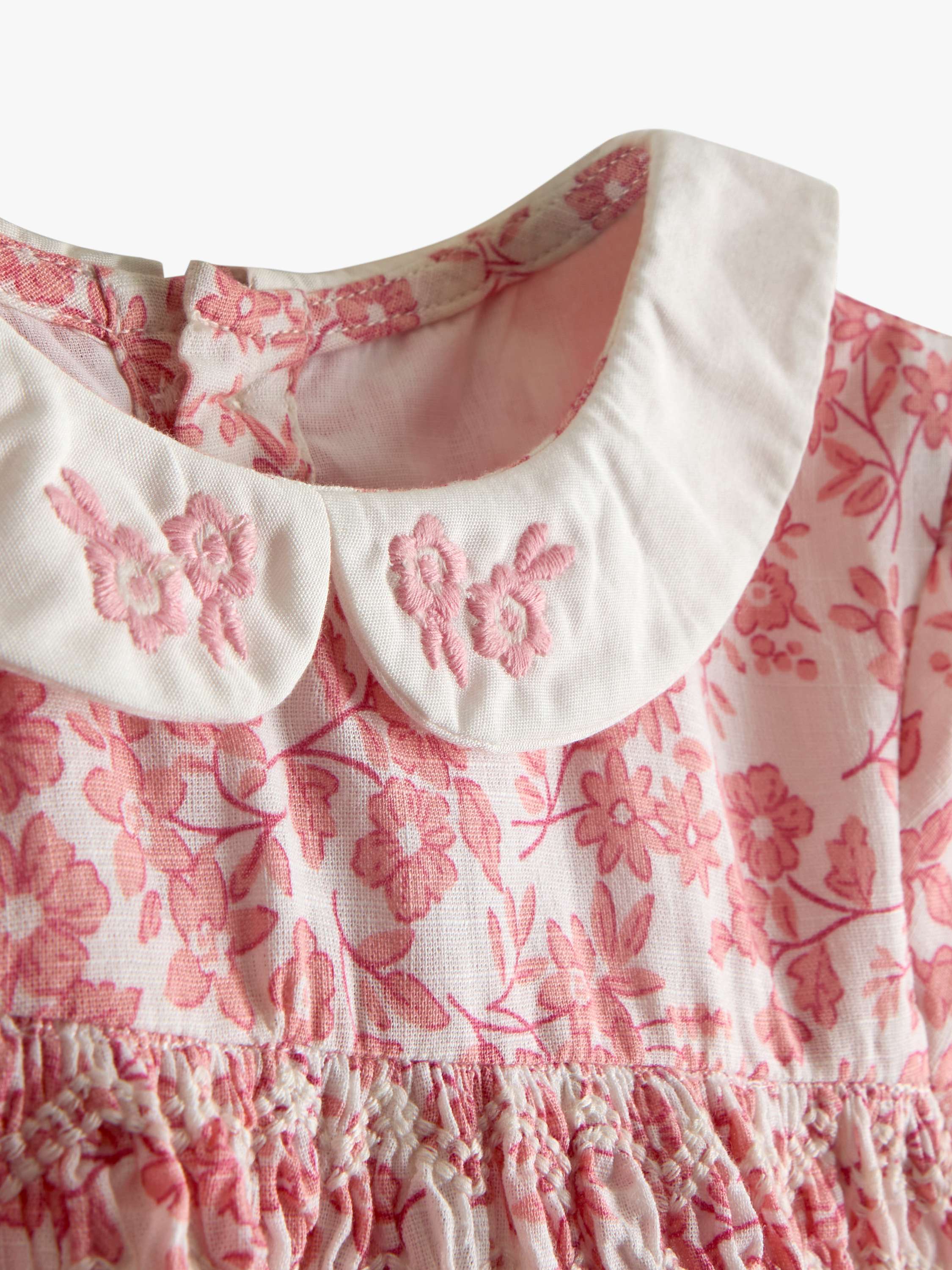Kids' Garden Floral Smocked Dress, Light Pink