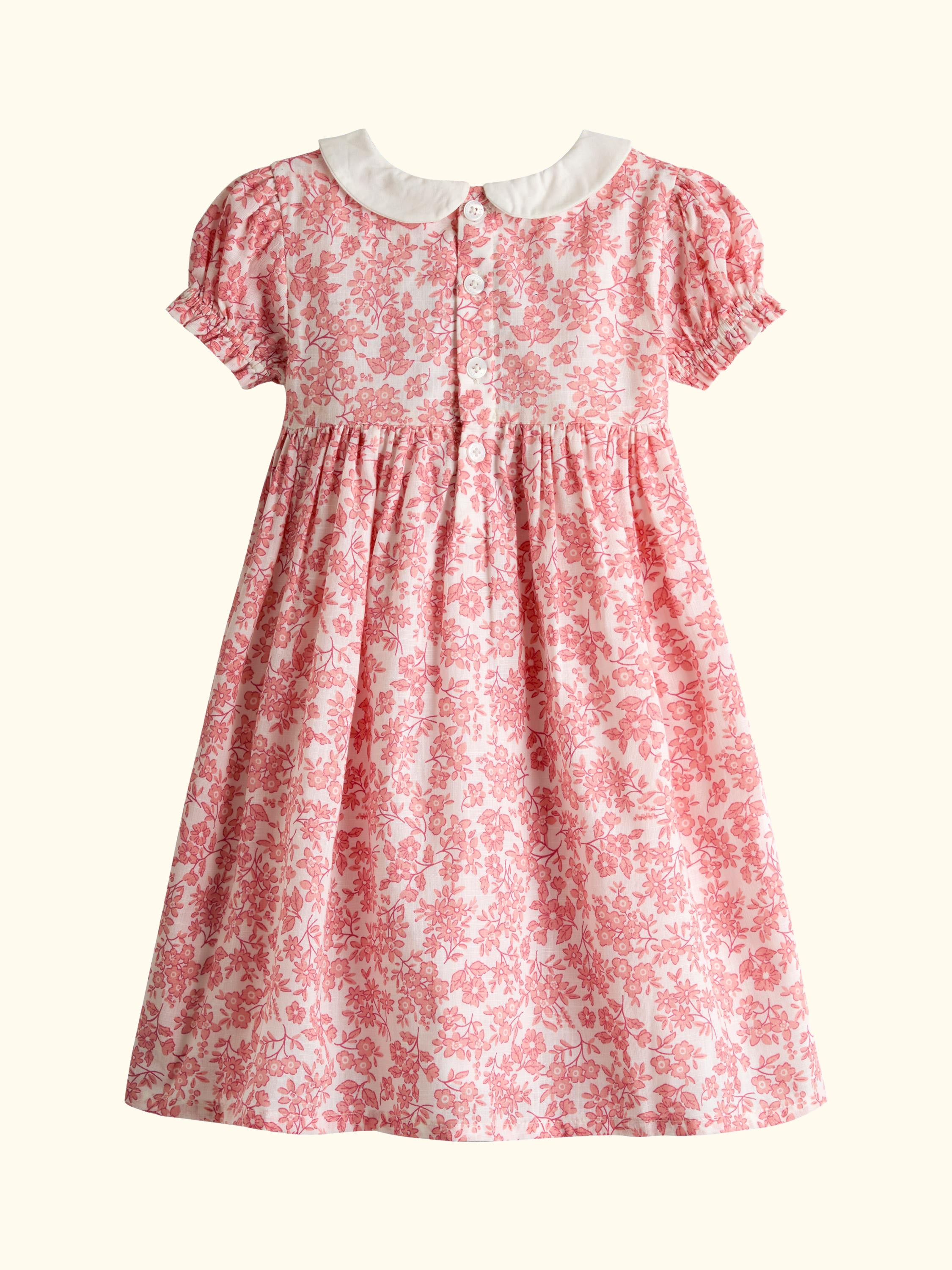 Kids' Garden Floral Smocked Dress, Light Pink