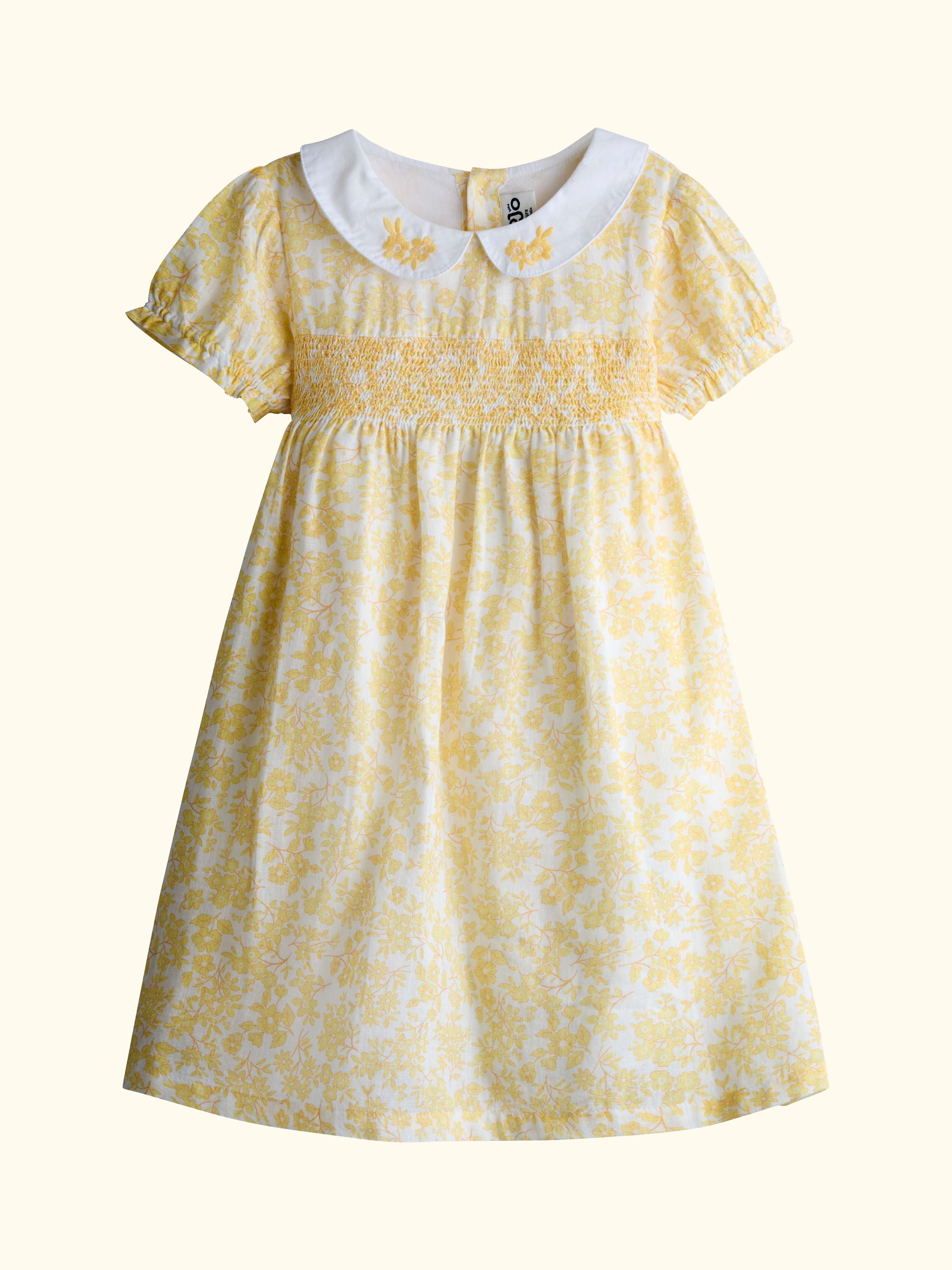 Kids' Garden Floral Smocked Woven Dress, Light Yellow