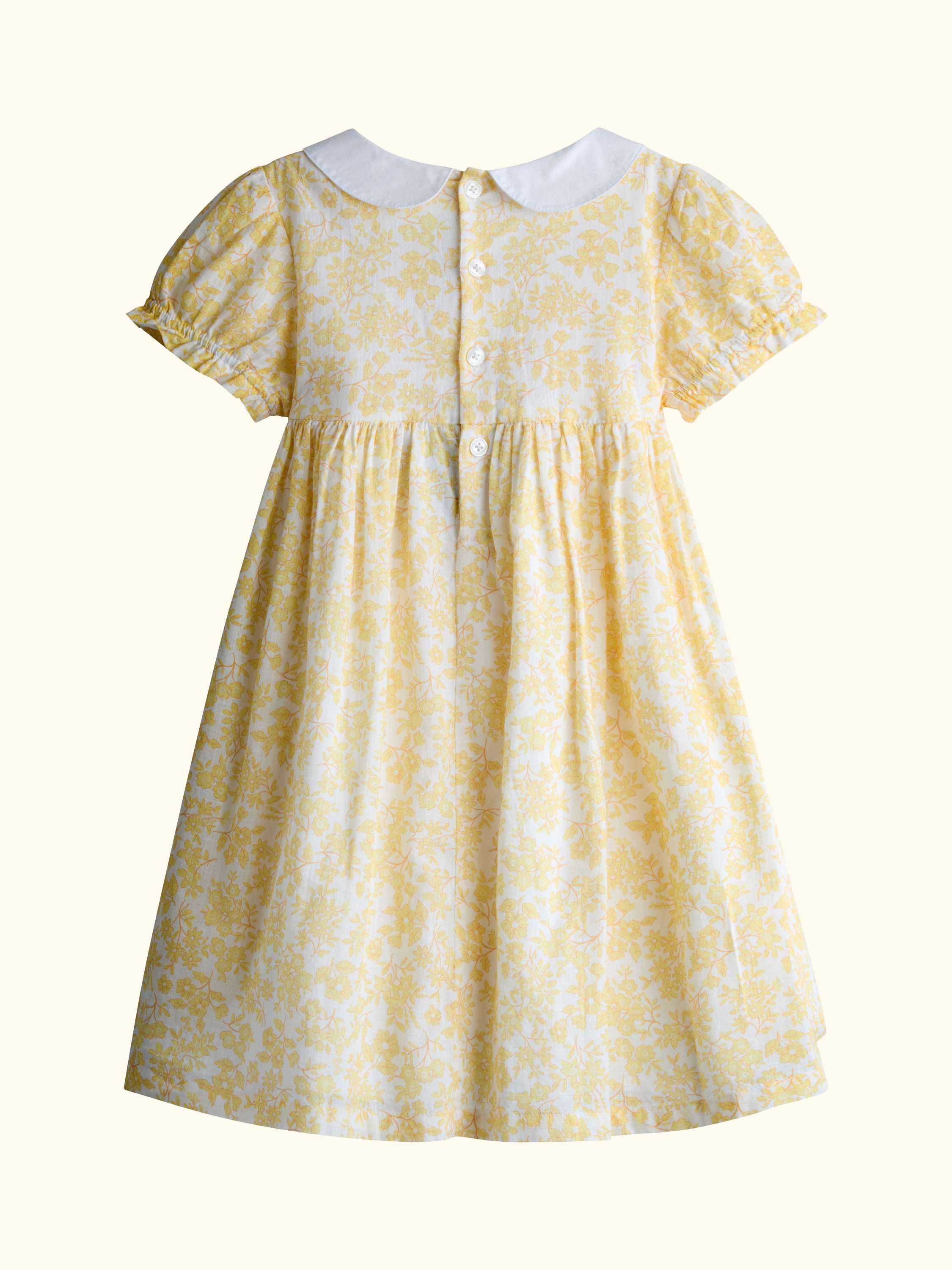 Kids' Garden Floral Smocked Woven Dress, Light Yellow