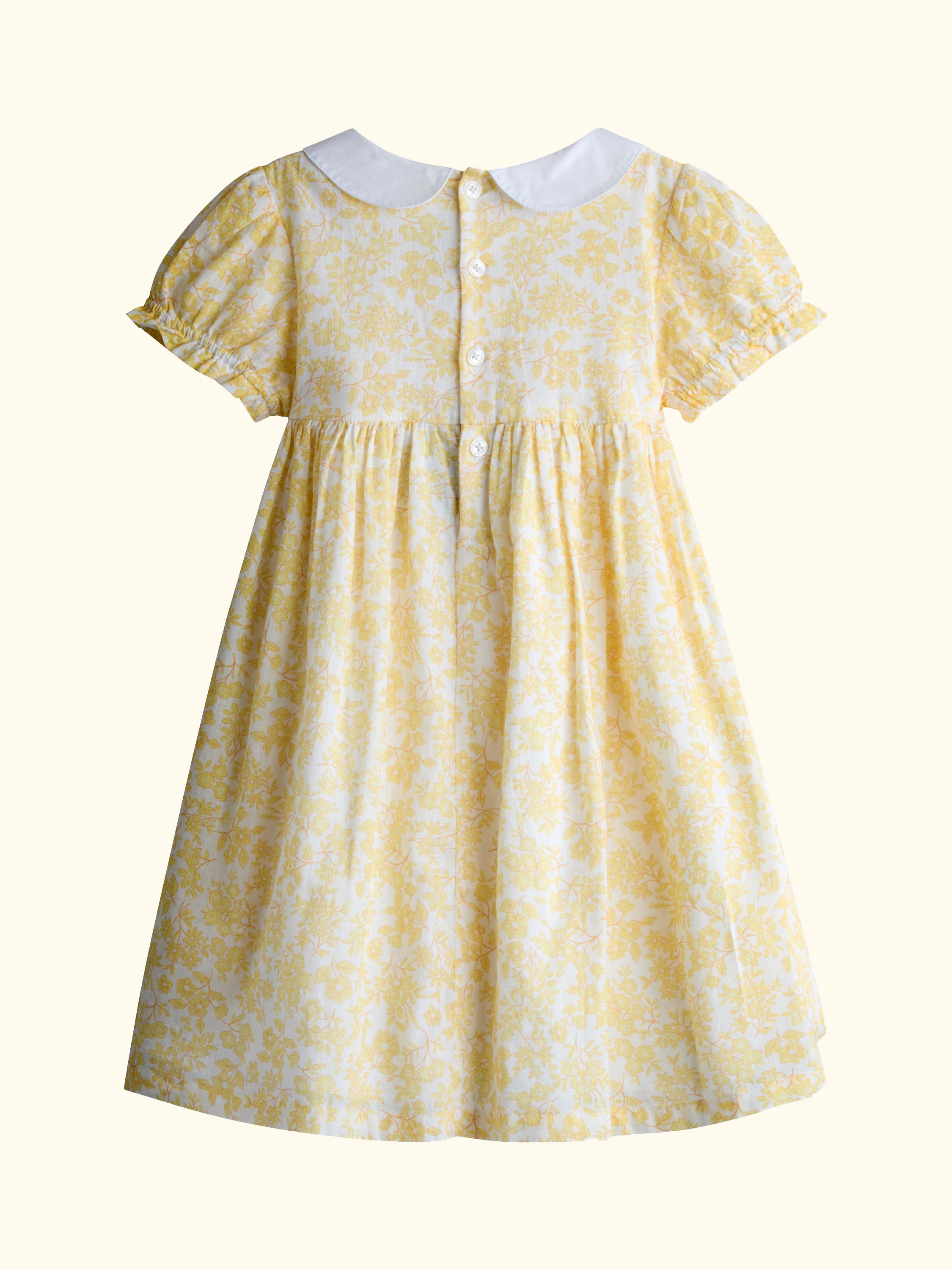 Kids' Garden Floral Smocked Woven Dress, Light Yellow