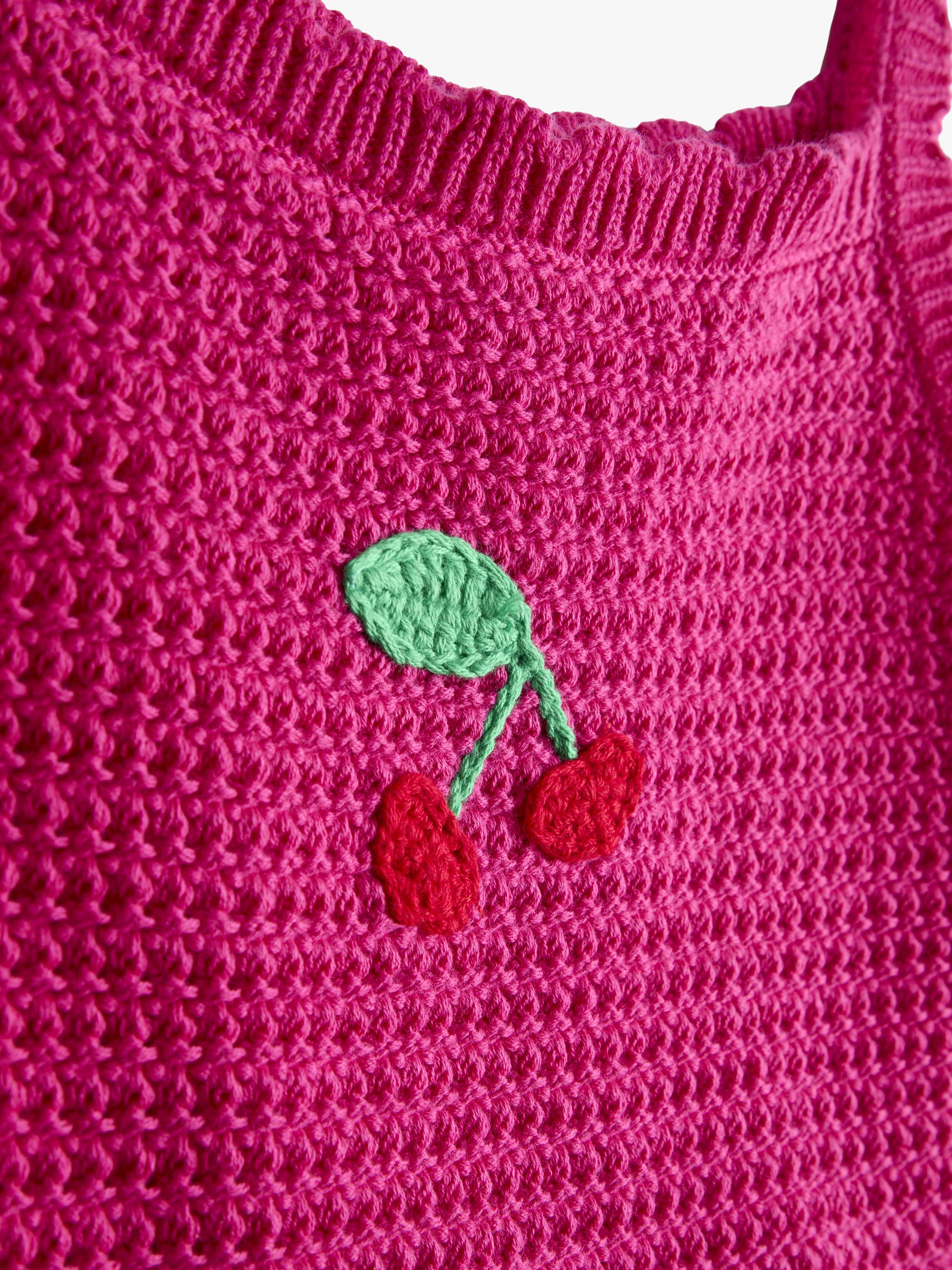 Kids' Cherry Crochet & Cheesecloth Summer Dress, Mid Pink