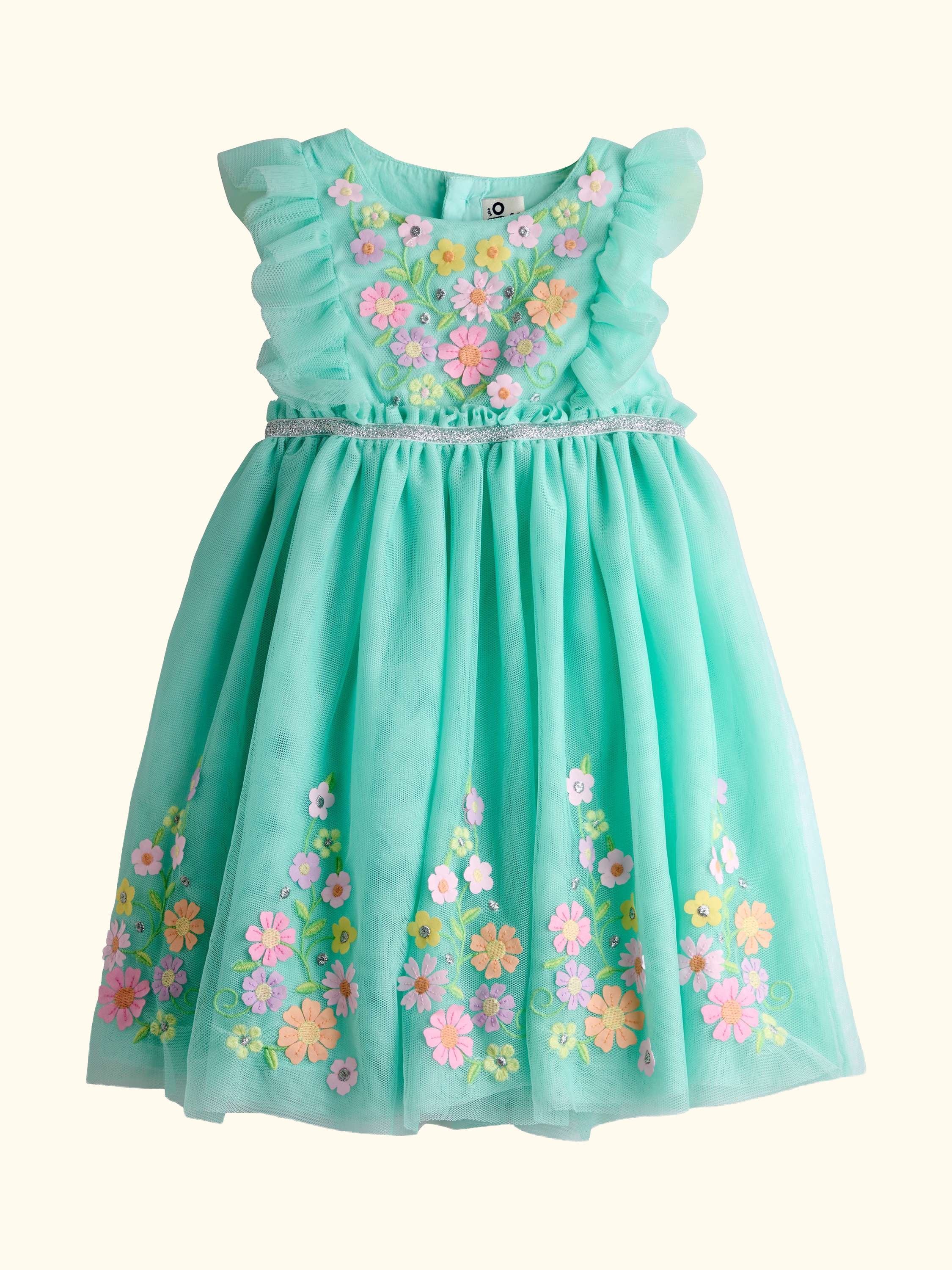 Kids' Ruffle Front Embroidered Tulle Party Dress, Lighthouse