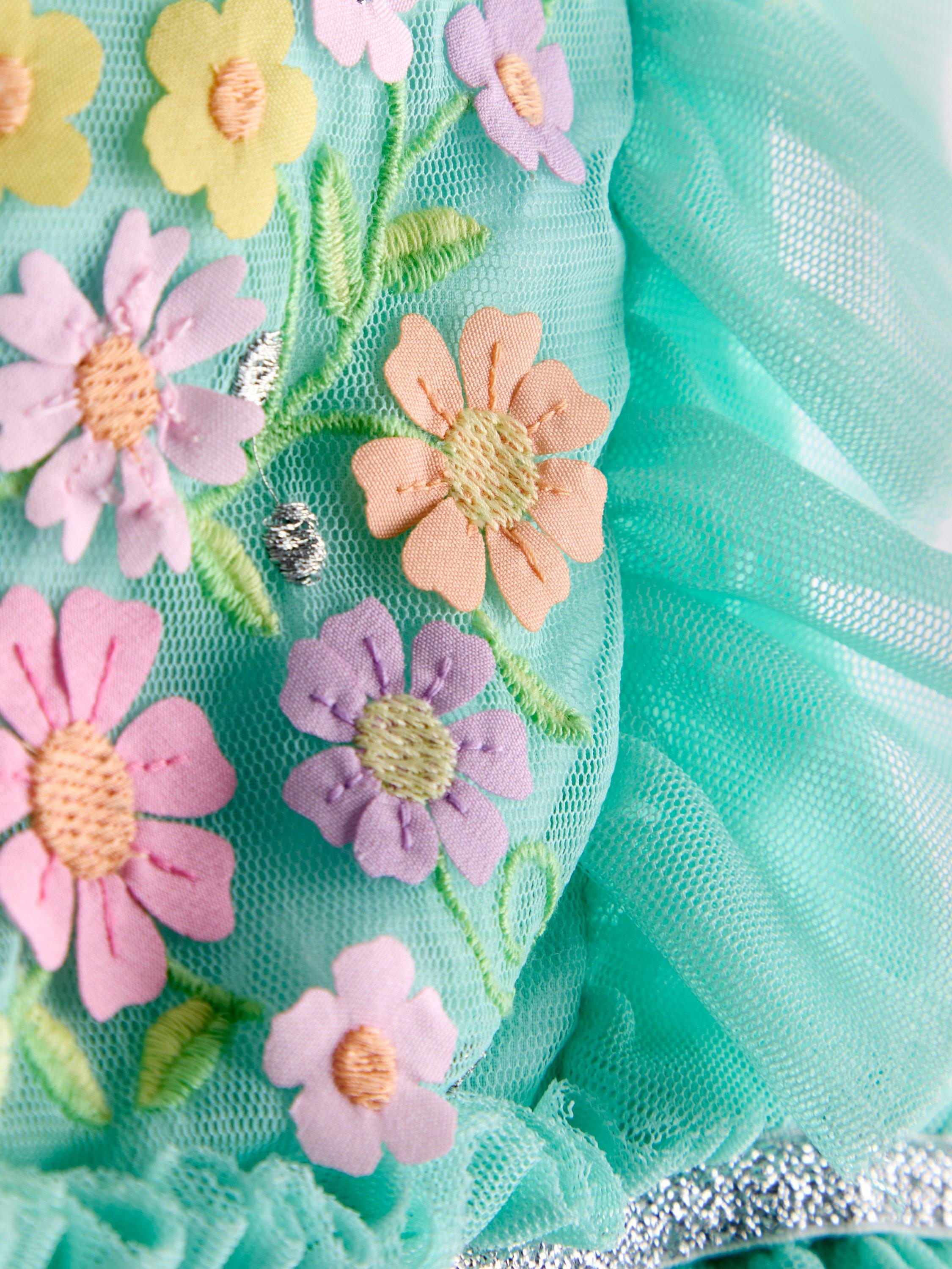 Kids' Ruffle Front Embroidered Tulle Party Dress, Lighthouse
