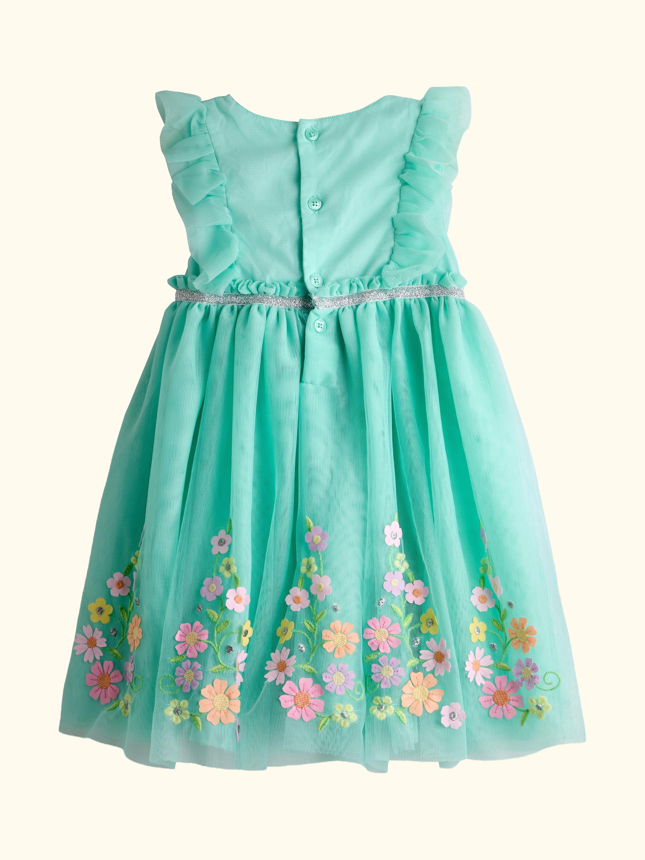 Kids' Ruffle Front Embroidered Tulle Party Dress, Lighthouse